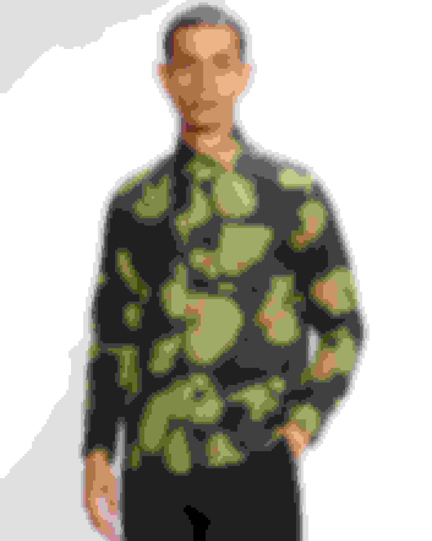 Navy LS Blurred Floral Print Shirt Ted Baker