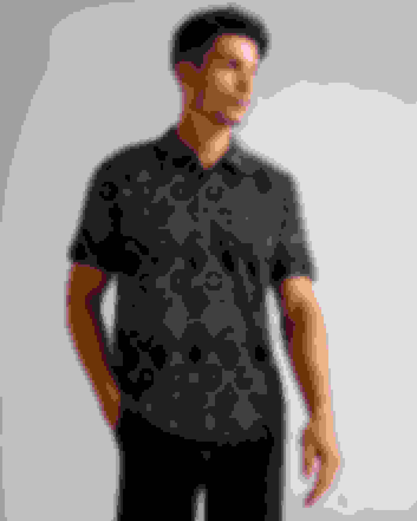 Black Short Sleeve Geometric Print Polo Shirt Ted Baker