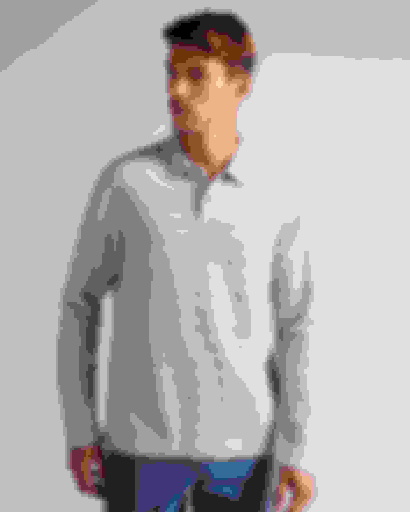 Gray Marl Long Sleeve Textured Stripe Polo Shirt Ted Baker