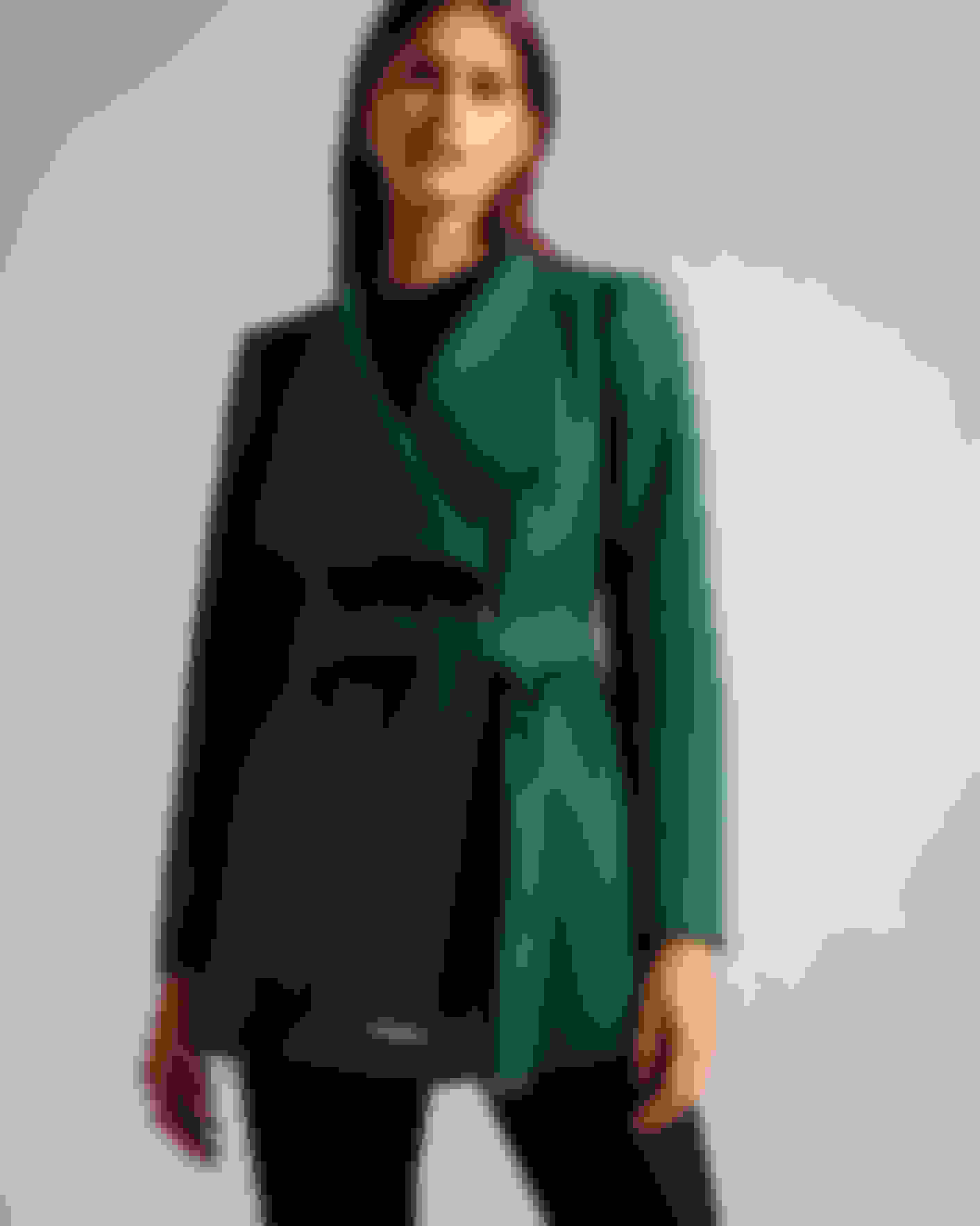 Dark Green Wool Cashmere Wrap Coat Ted Baker