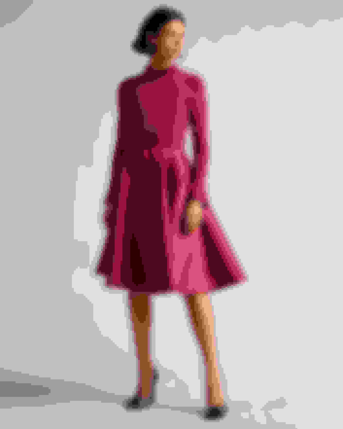 Deep-Pink Knitted Frill Full Skirt Dress Ted Baker