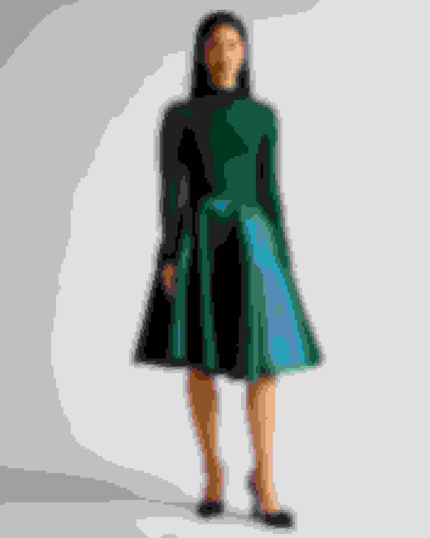 Dark Green Knitted Frill Full Skirt Dress Ted Baker