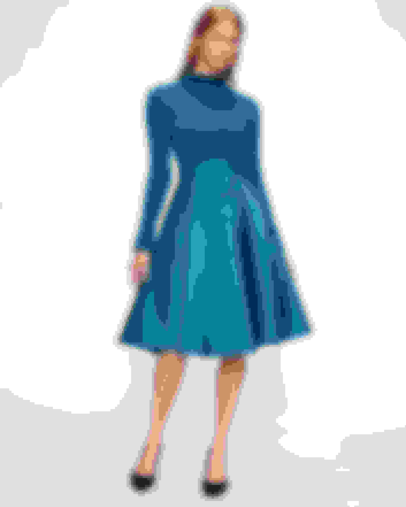 Medium Blue Knitted Frill Full Skirt Dress Ted Baker