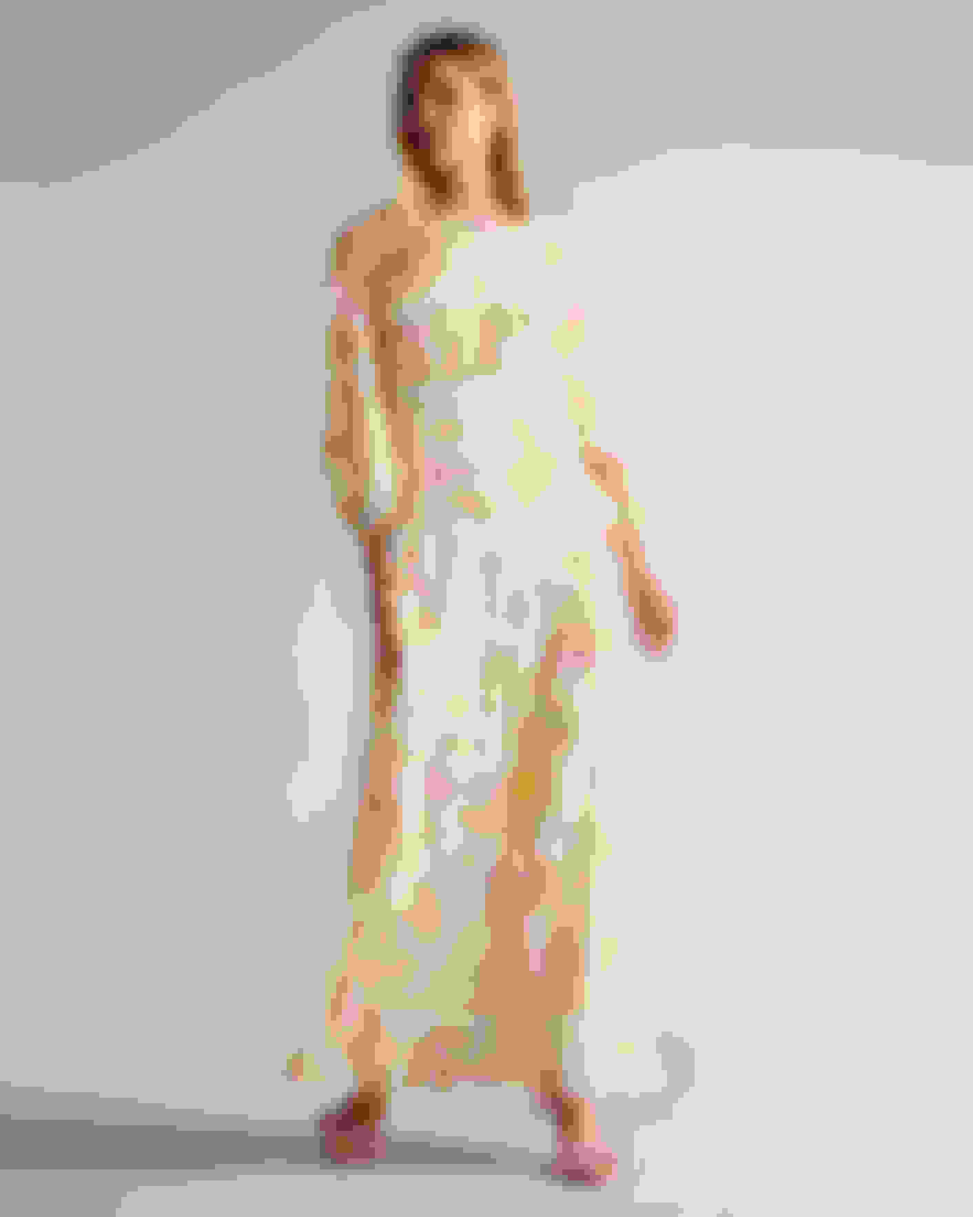 White Printed Full Sleeve Waterfall Midi Dress Ted Baker