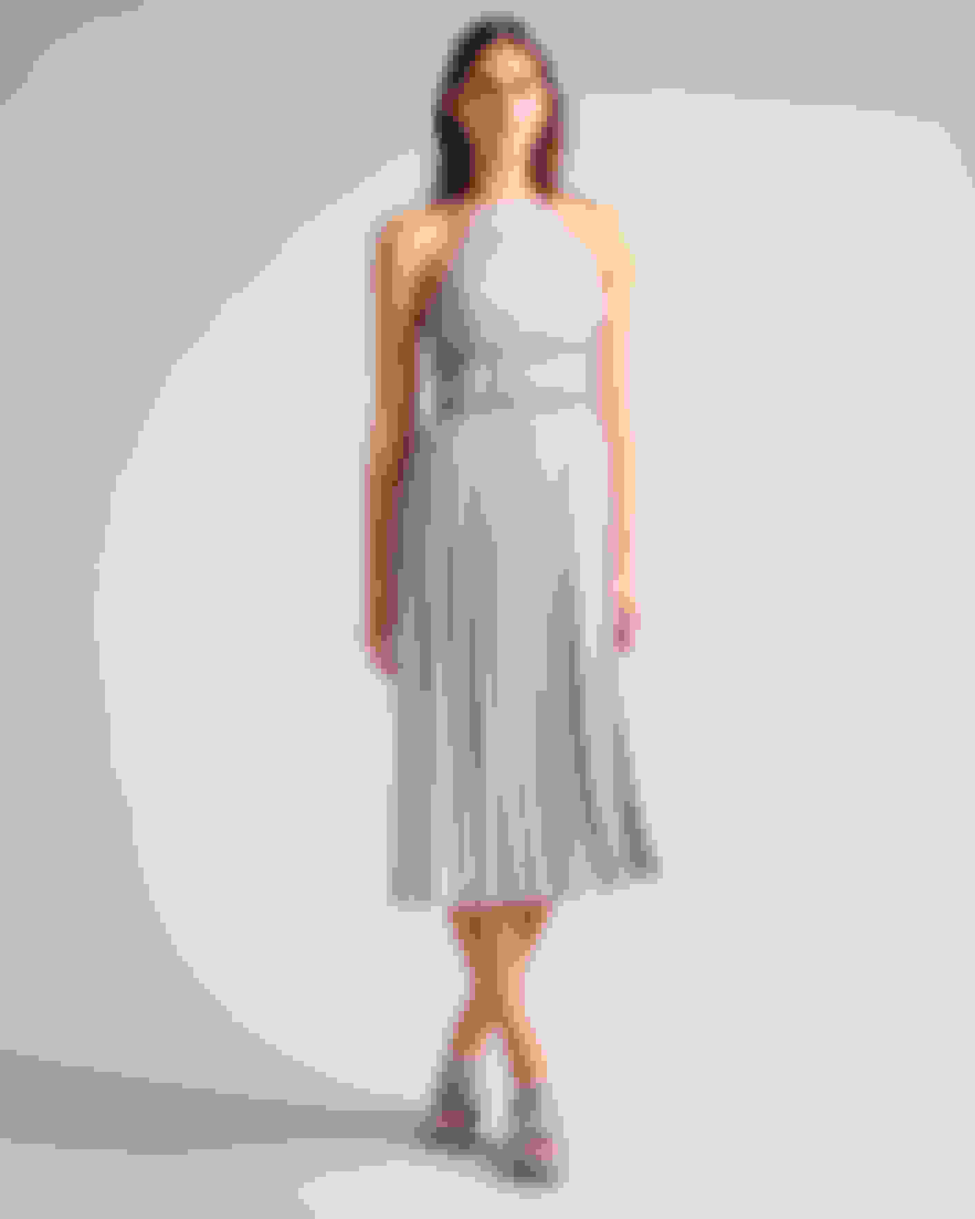 Lilac Lace Insert Asymmetric Pleat Midi Dress Ted Baker