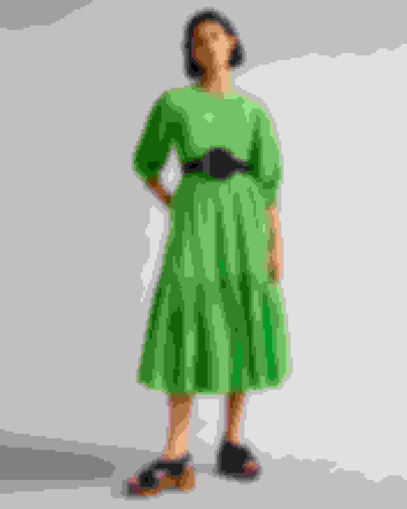 Grün Poplin-Kleid mit Strohschnalle Ted Baker
