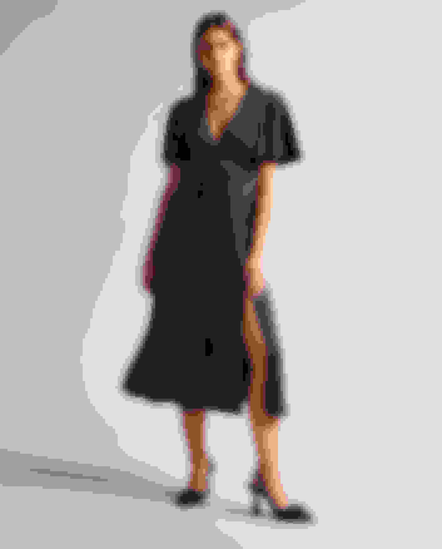 Black Satin Midi Dress With Cape Sleeve Ted Baker