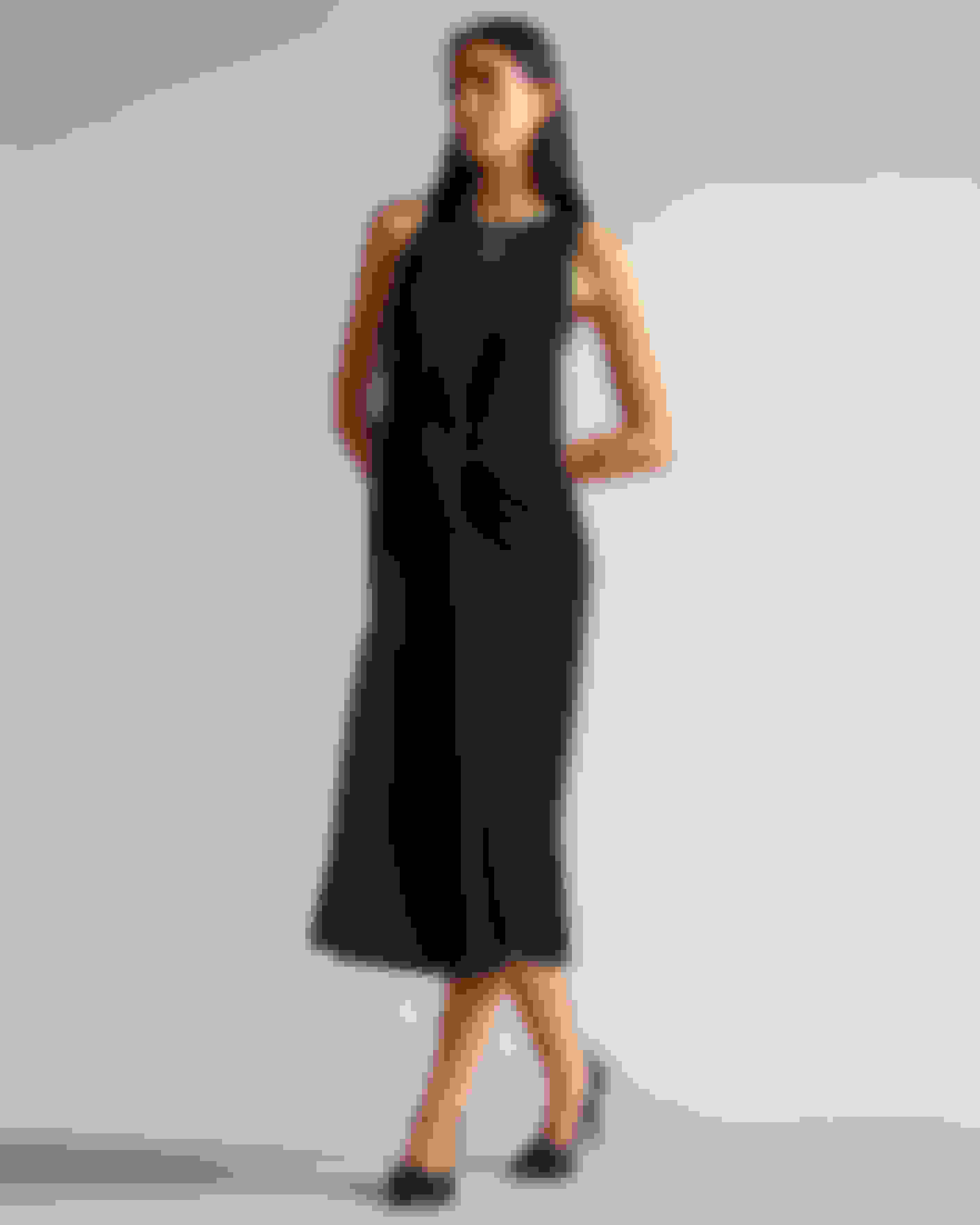 Black Sleeveless Midi Dress With Tie Waist Ted Baker