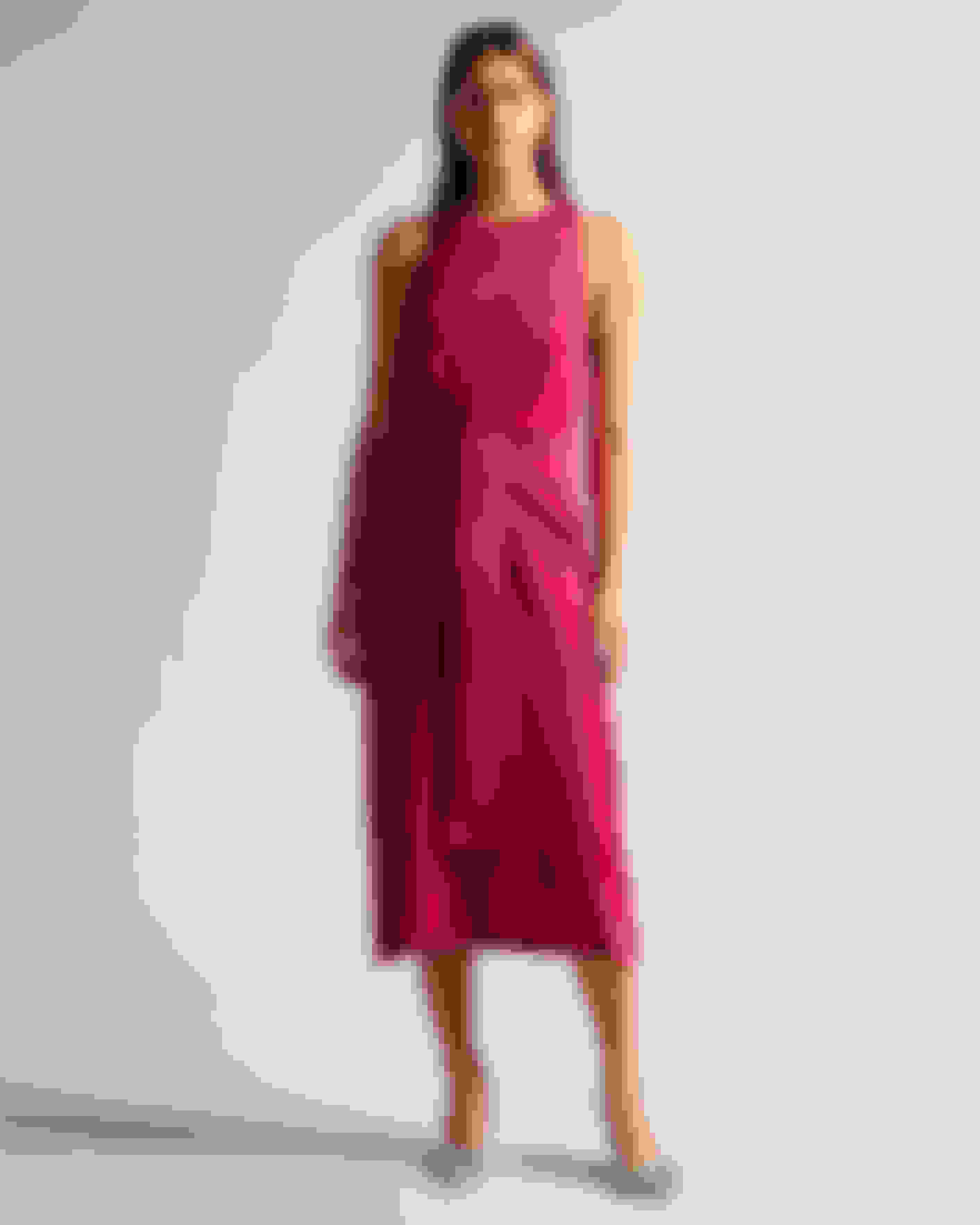 Deep-Pink Sleeveless Midi Dress With Tie Waist Ted Baker