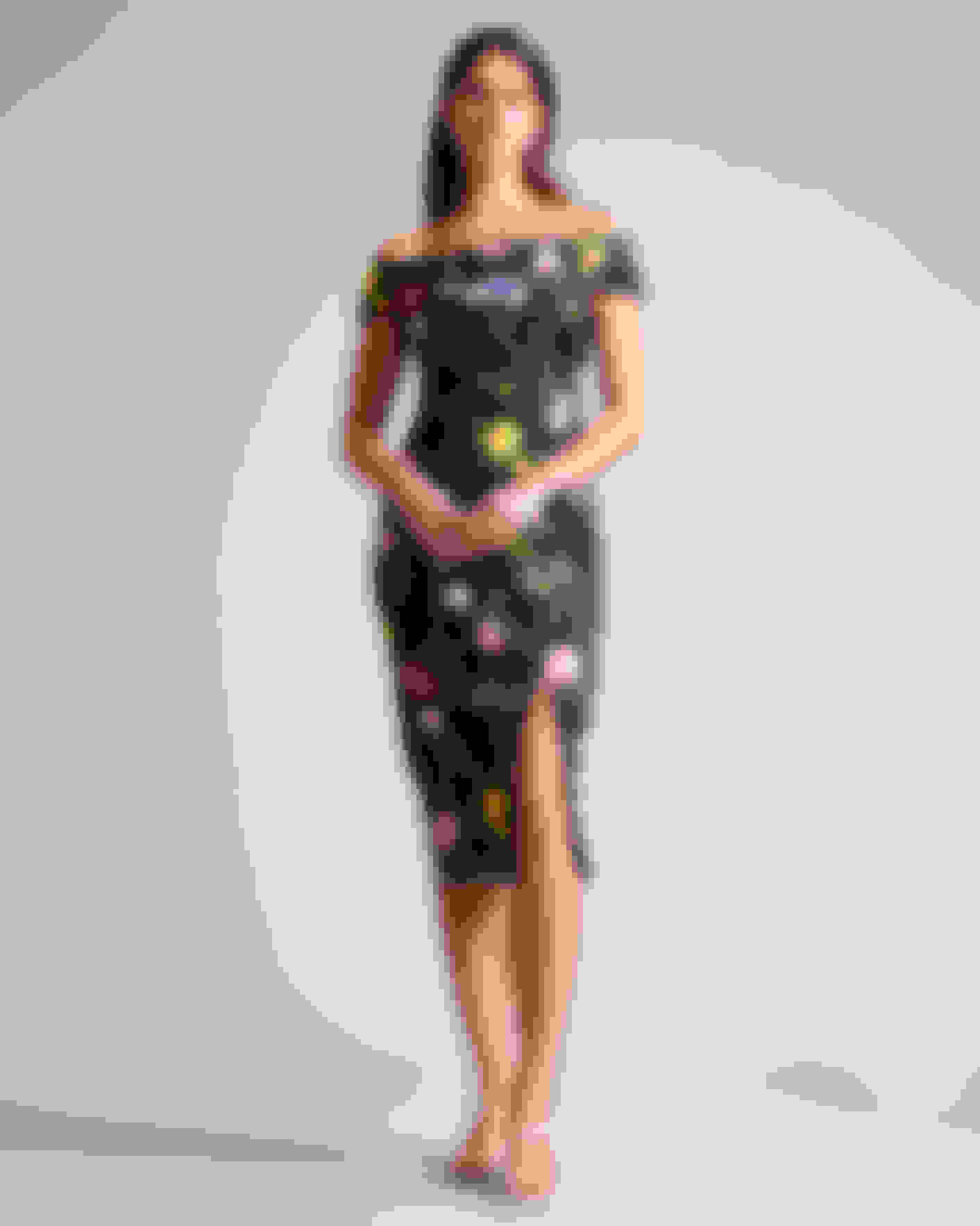 Black Floral Bardot Bodycon Dress Ted Baker