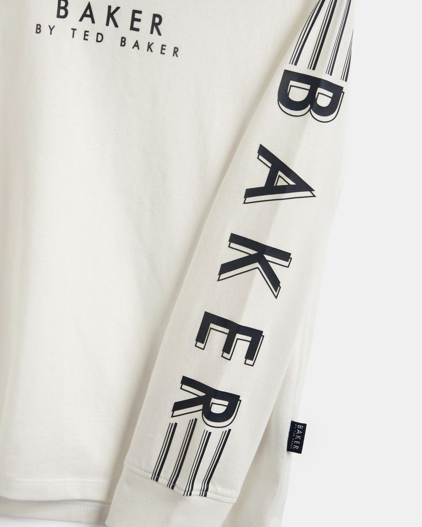 White Long Sleeve Branded Crew Neck Tee Ted Baker