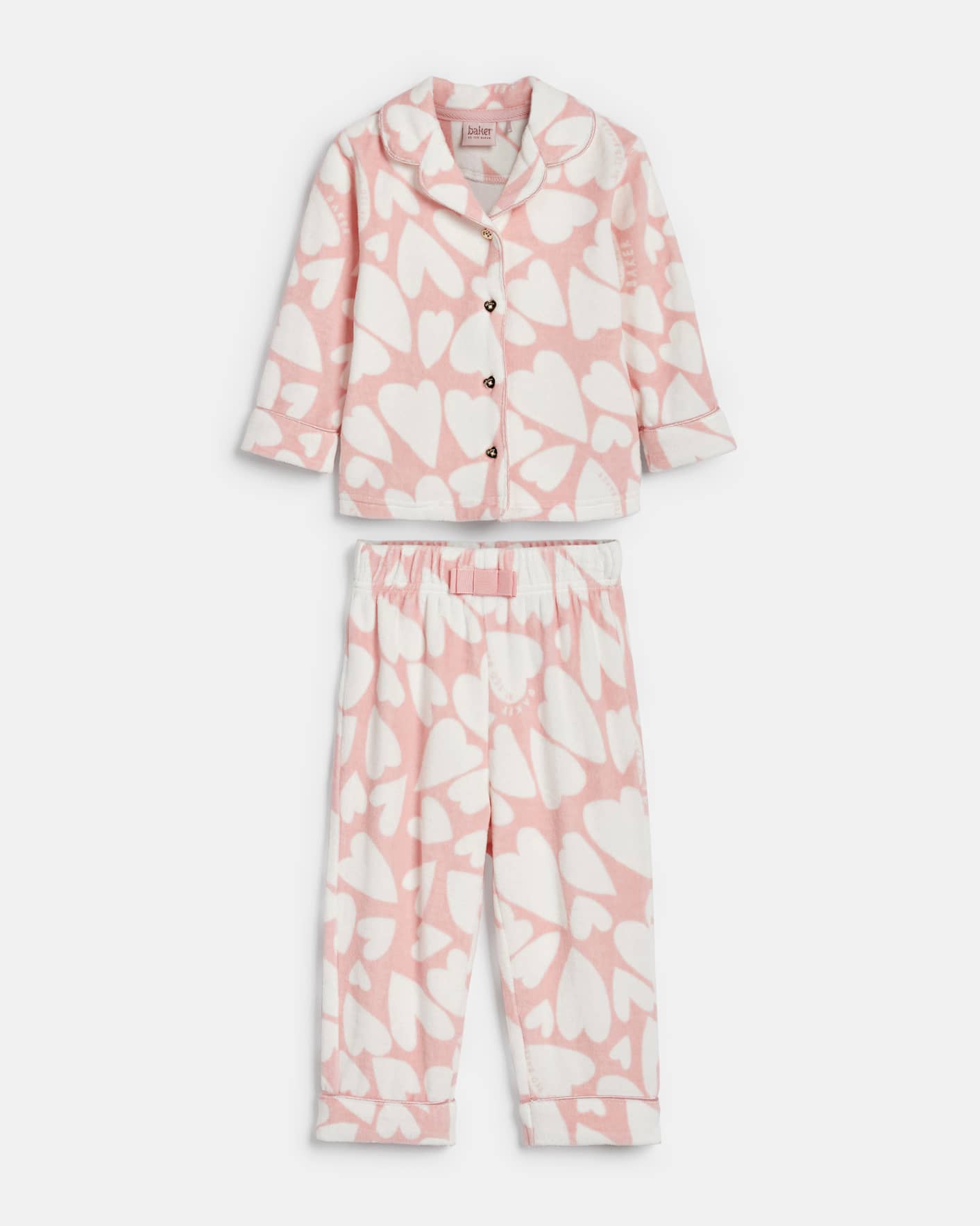 Light Pink Heart Print Trouser and Shirt Set Ted Baker