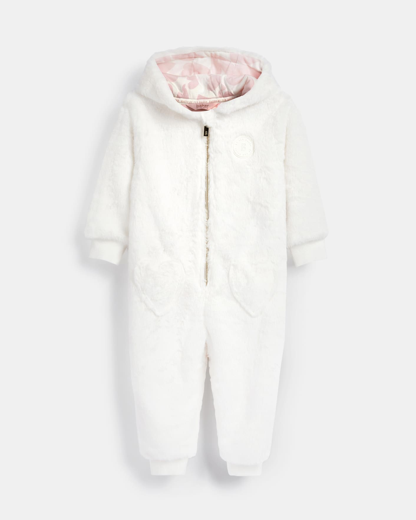 White M12088 Faux Fur Hooded Lounge Romper Ted Baker