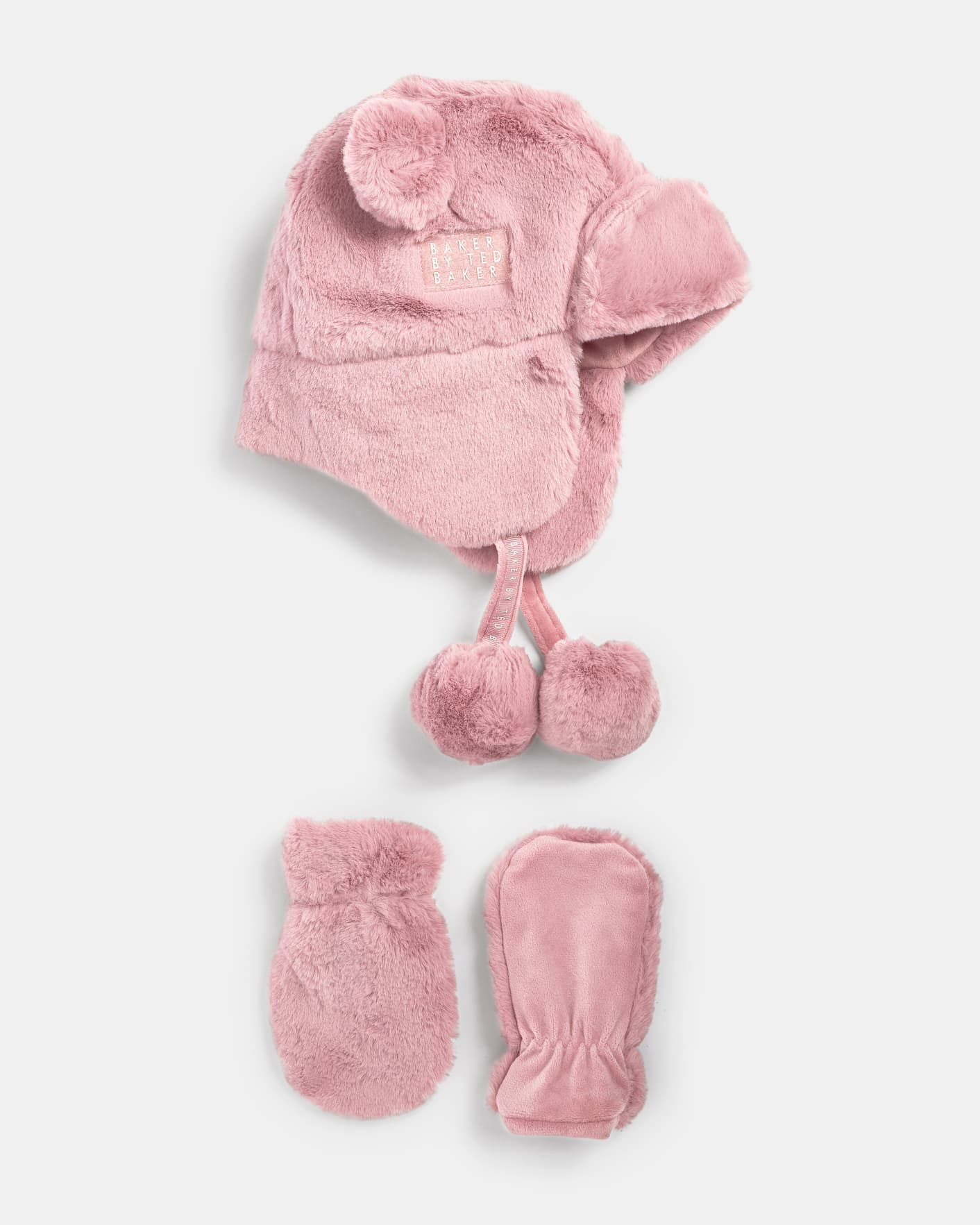 Light Pink Faux Fur Hat and Glove Set Ted Baker