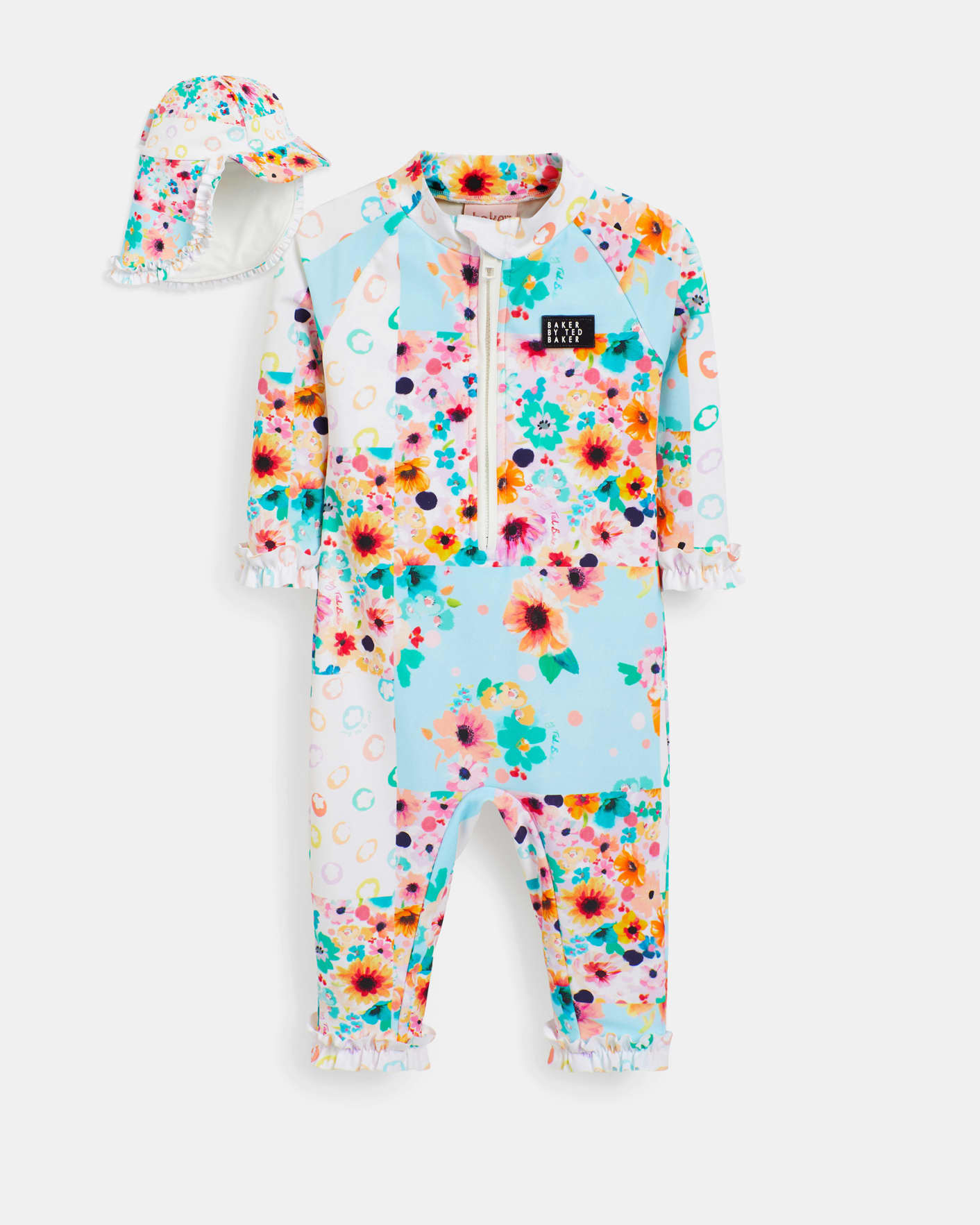 Multicoloured Long Sleeve Printed Sunsafe Suit With Hat Ted Baker
