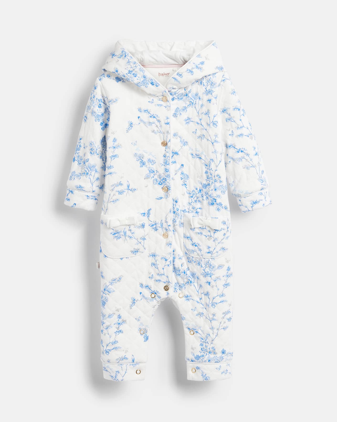 White Printed Quilted Snuggle Suit Ted Baker