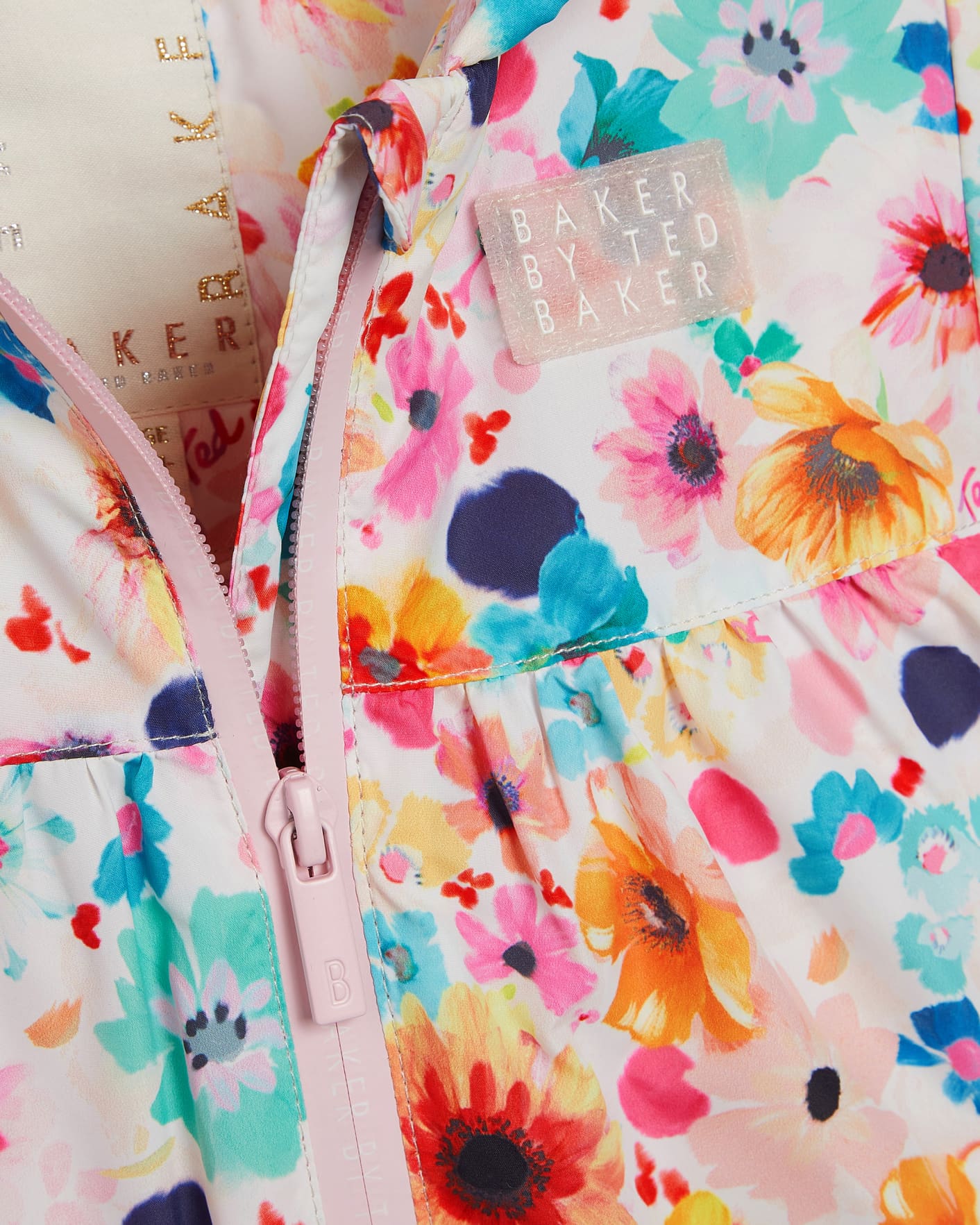 Multicoloured Floral Printed Mac With Pleat Detail Ted Baker