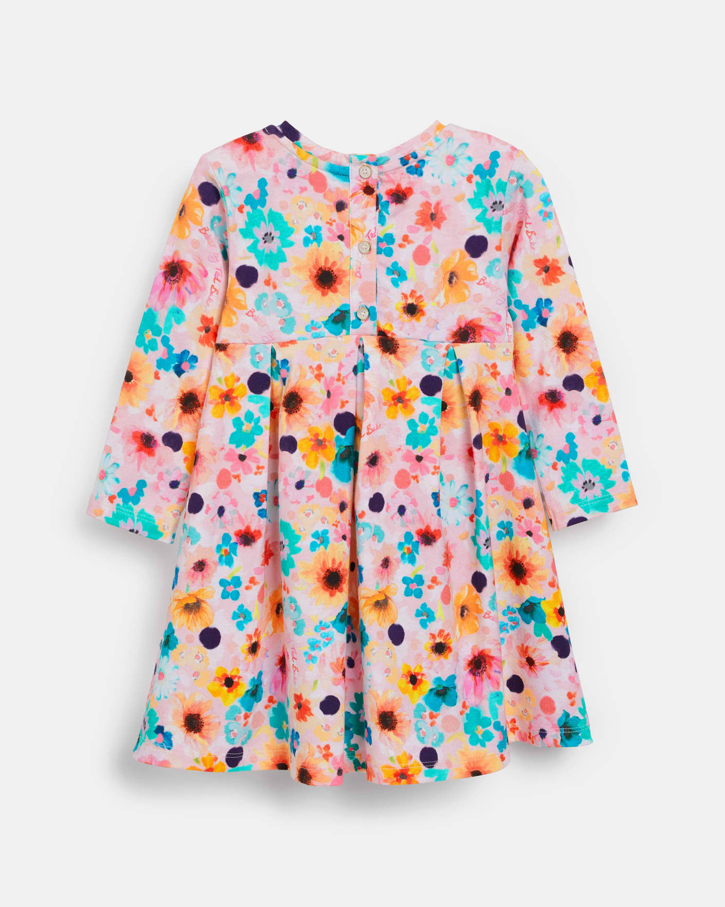 Multicoloured Jersey Printed Floral Long Sleeve Dress Ted Baker