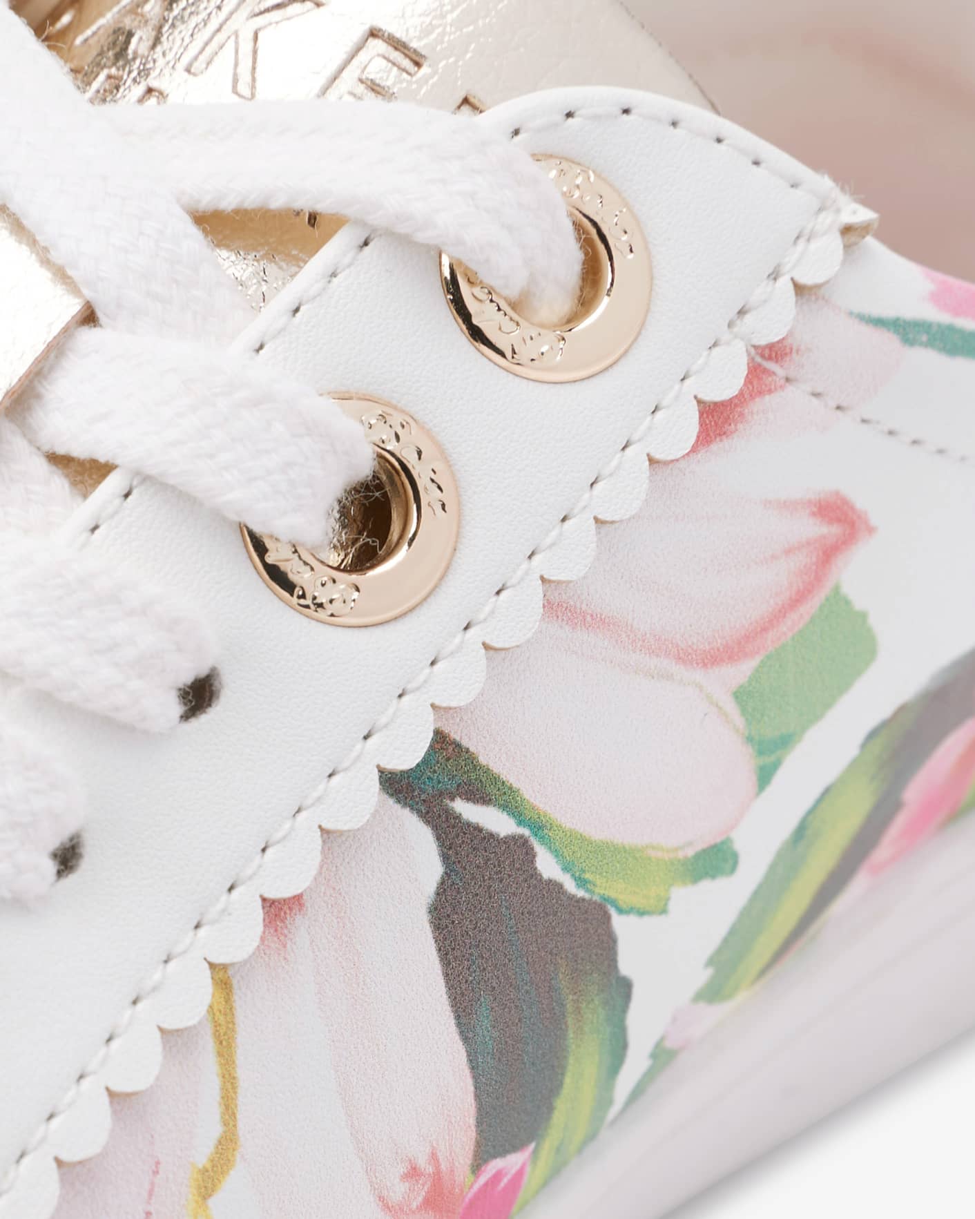 White Floral Printed Lace Up Trainer Ted Baker