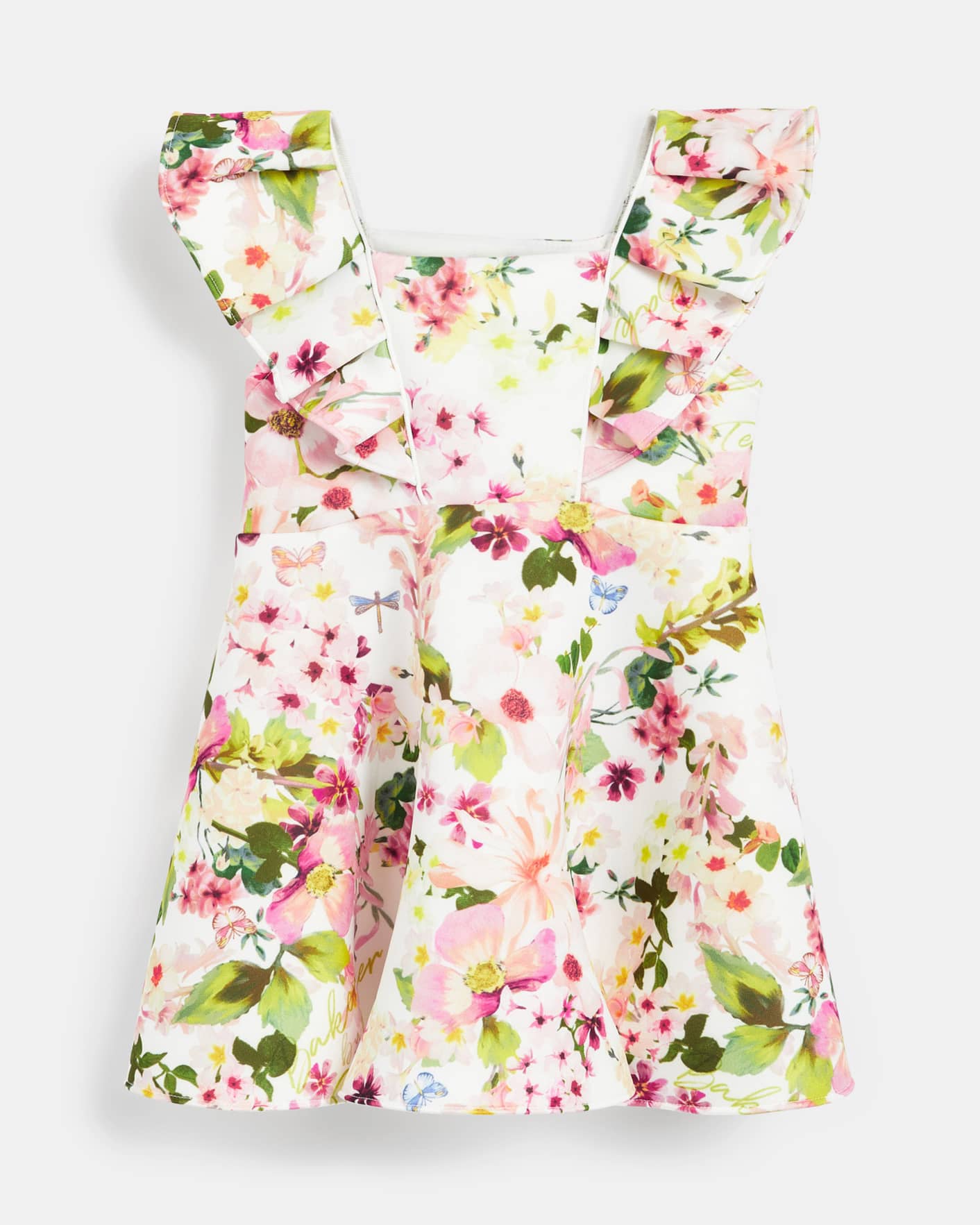Multicoloured Floral Frilled Sleeve Dress Ted Baker