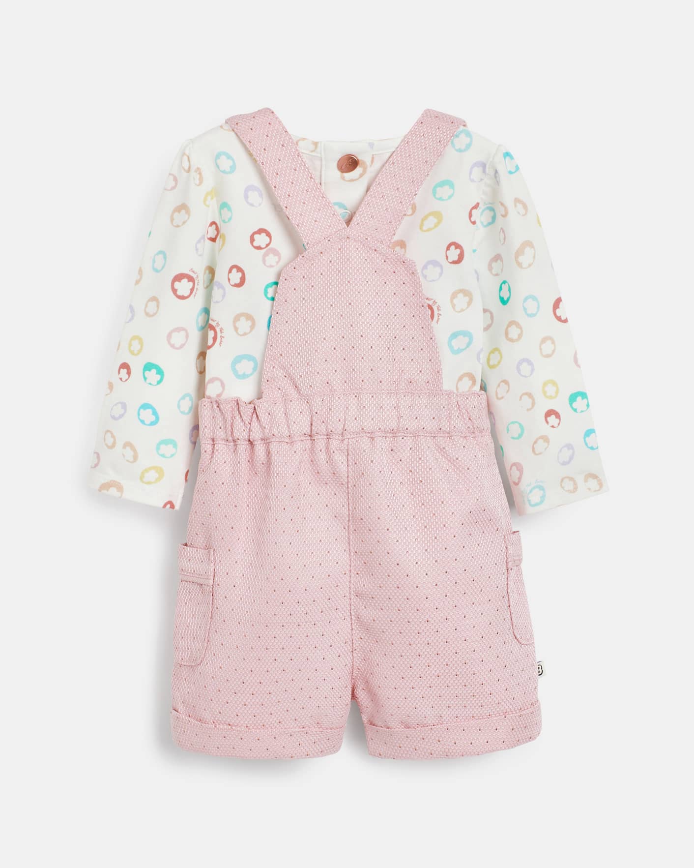 Light Pink Dungaree With Printed Bodysuit Ted Baker