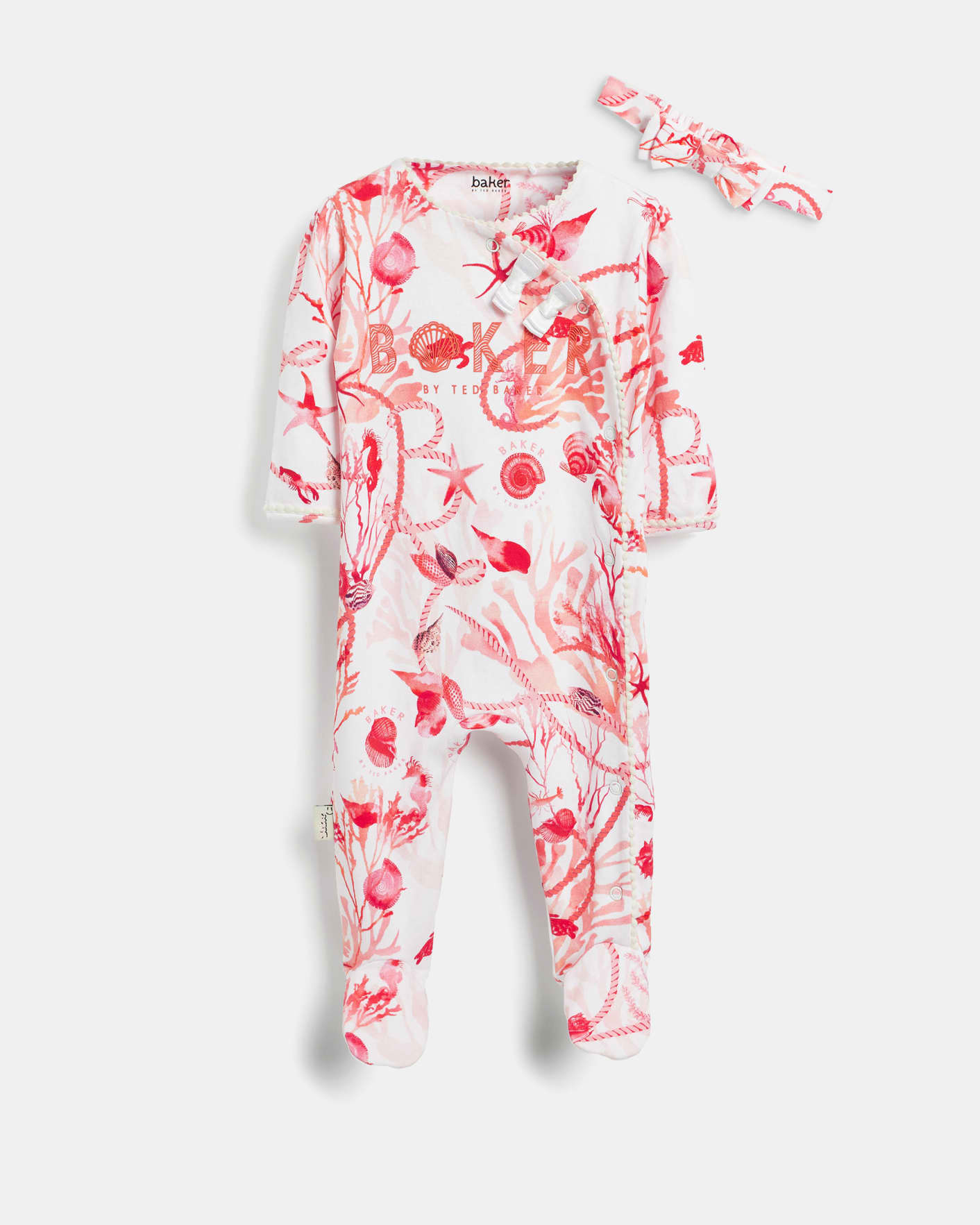 Coral Shell Printed Sleepsuit Ted Baker