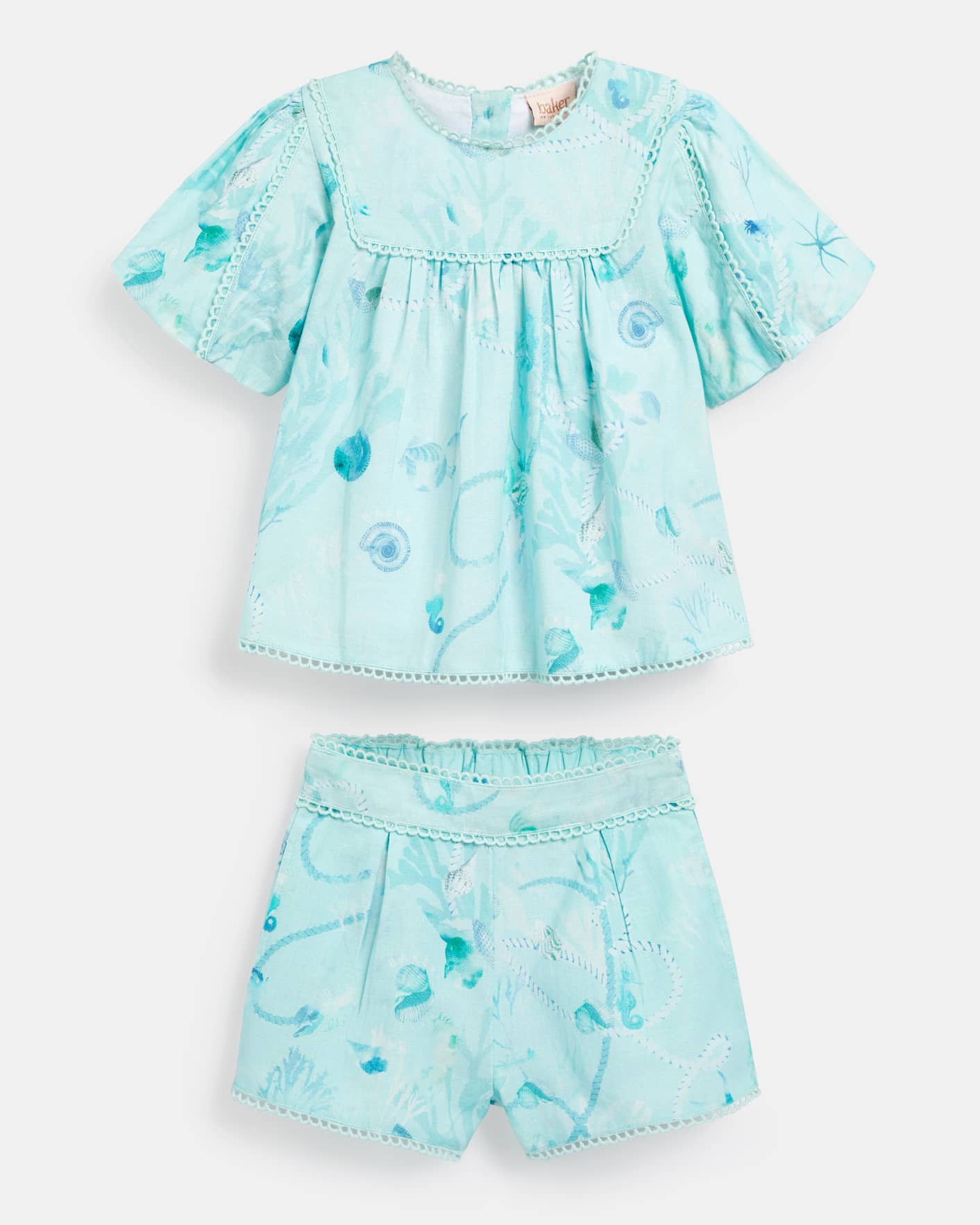 White Ocean Printed Top and Shorts Set Ted Baker