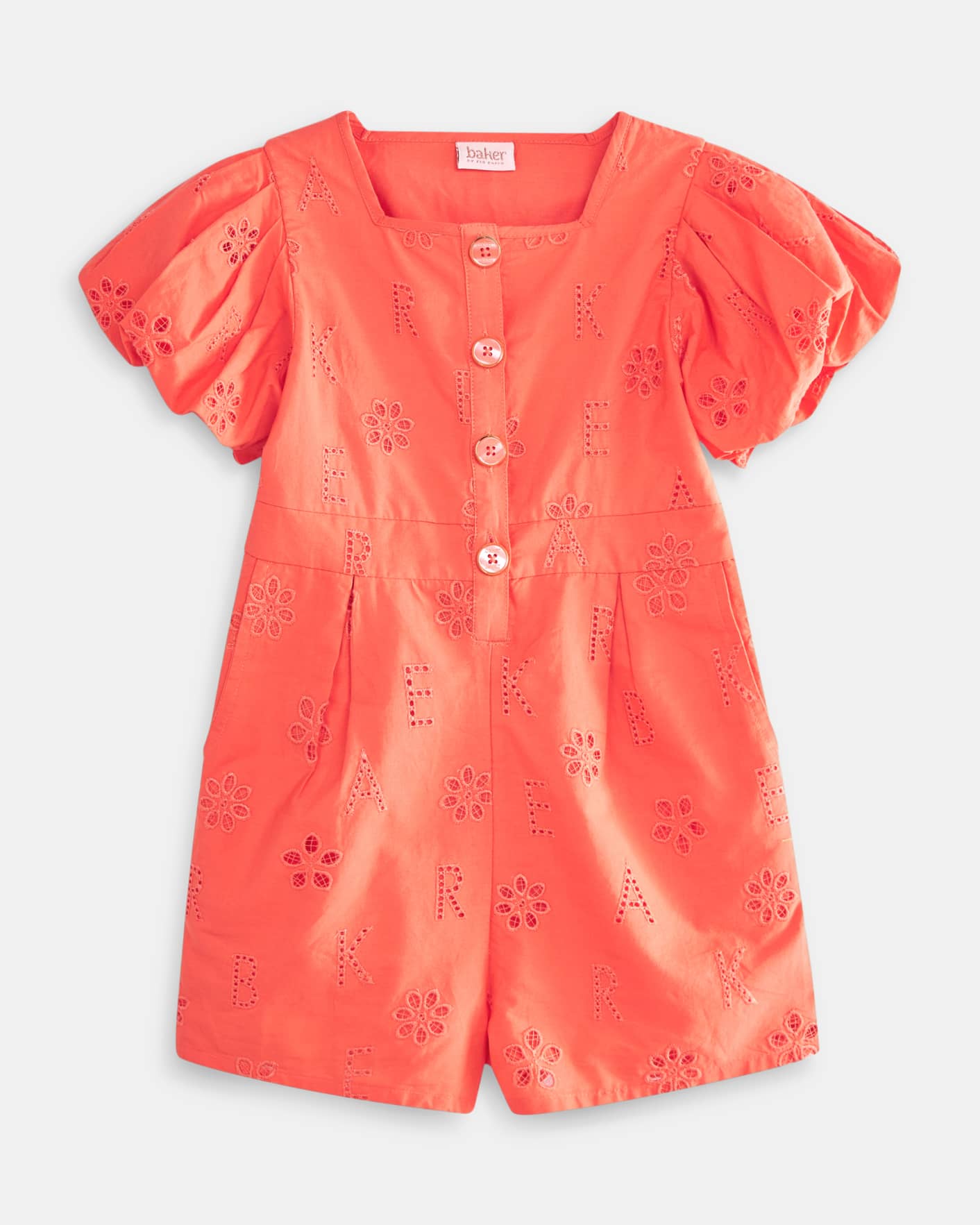 Coral Short Sleeve Embroidered Playsuit Ted Baker