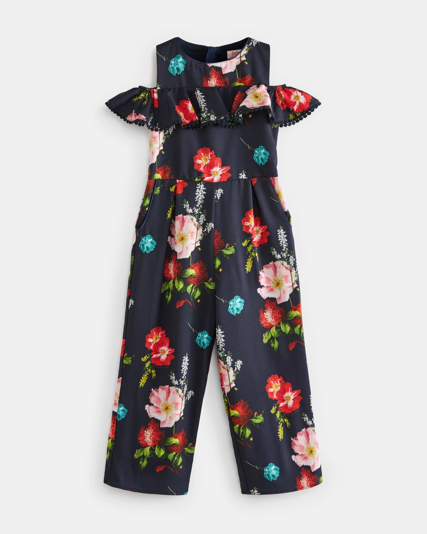 Navy Floral Printed Frill Jumpsuit Ted Baker