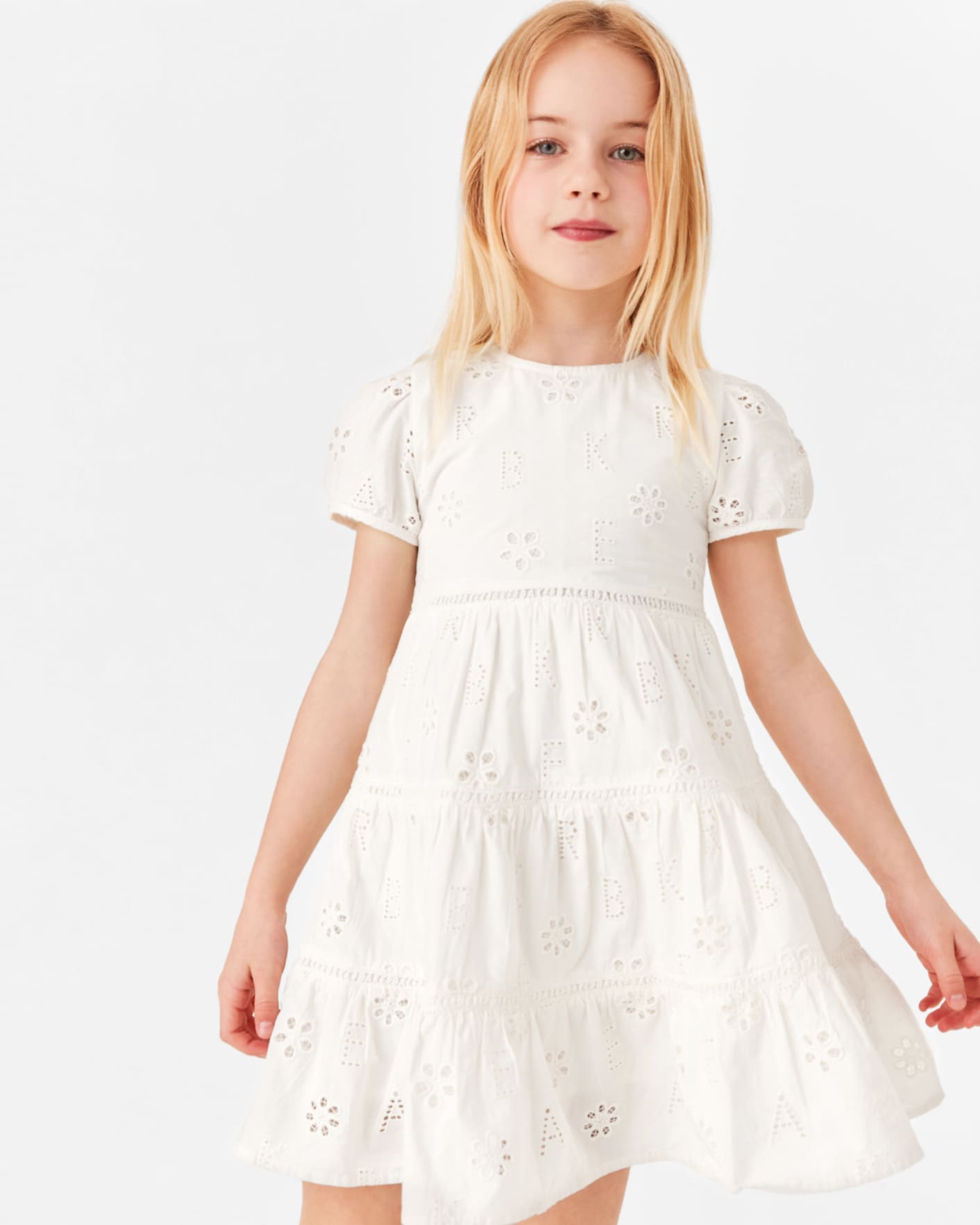 White Tiered Day Dress With Puff Sleeves Ted Baker