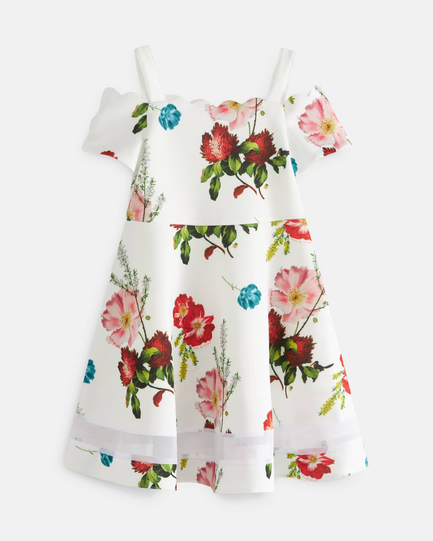 White Floral Printed Full Skirted Dress Ted Baker