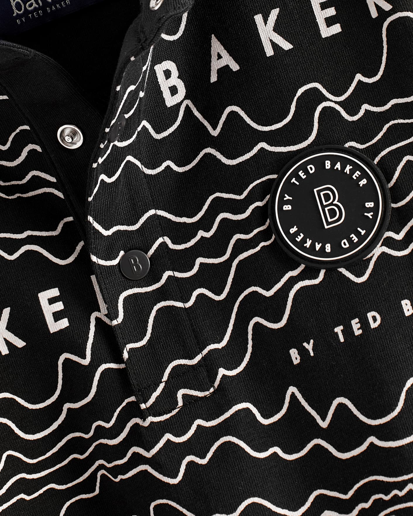 Black All Over Print Polo Shirt Ted Baker