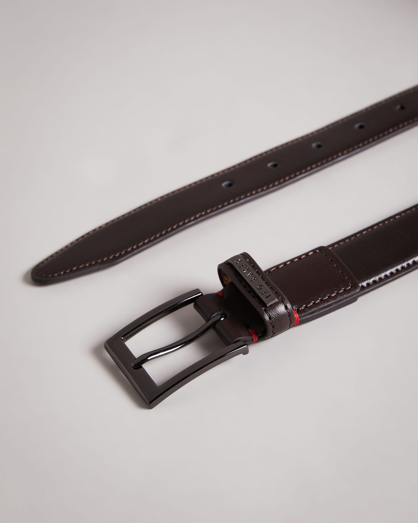 Chocolate Leather Keeper Plate Belt Ted Baker