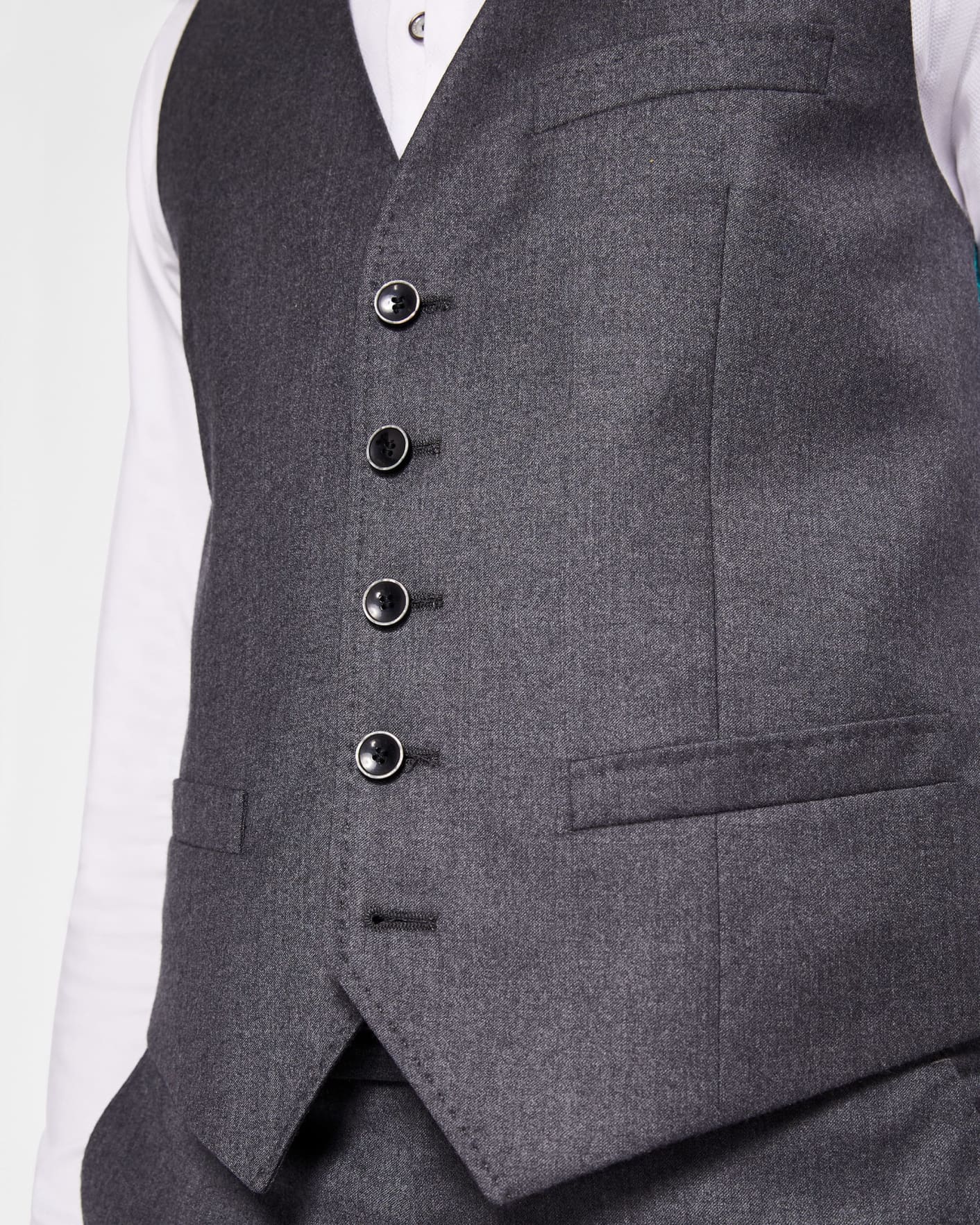 Gray Debonair wool suit waistcoat Ted Baker