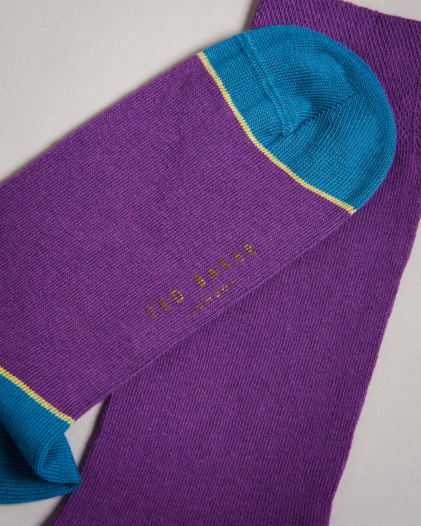 Purple Contrast Trim Cotton Socks Ted Baker