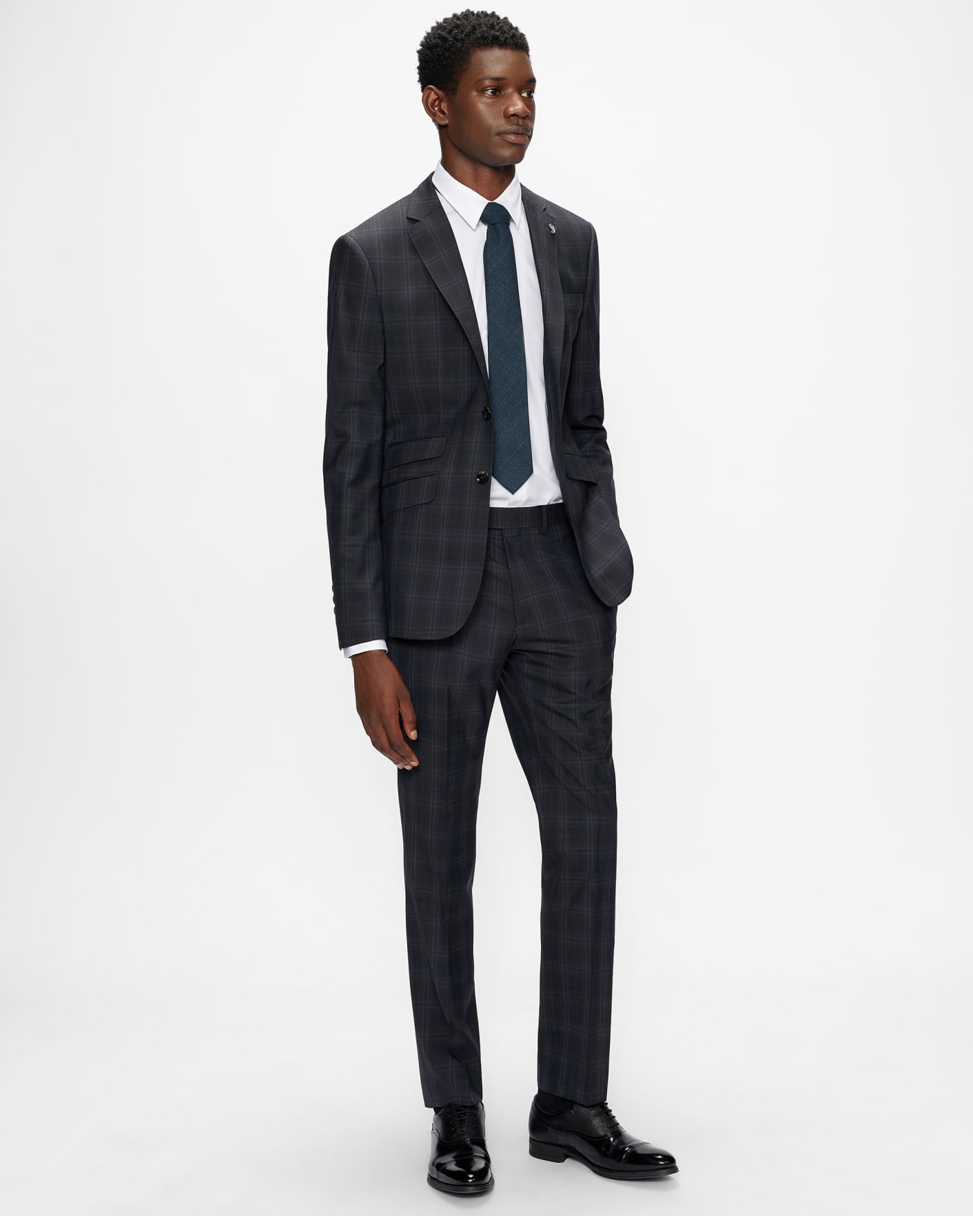 Navy STERLING CHECK SUIT TROUSER Ted Baker