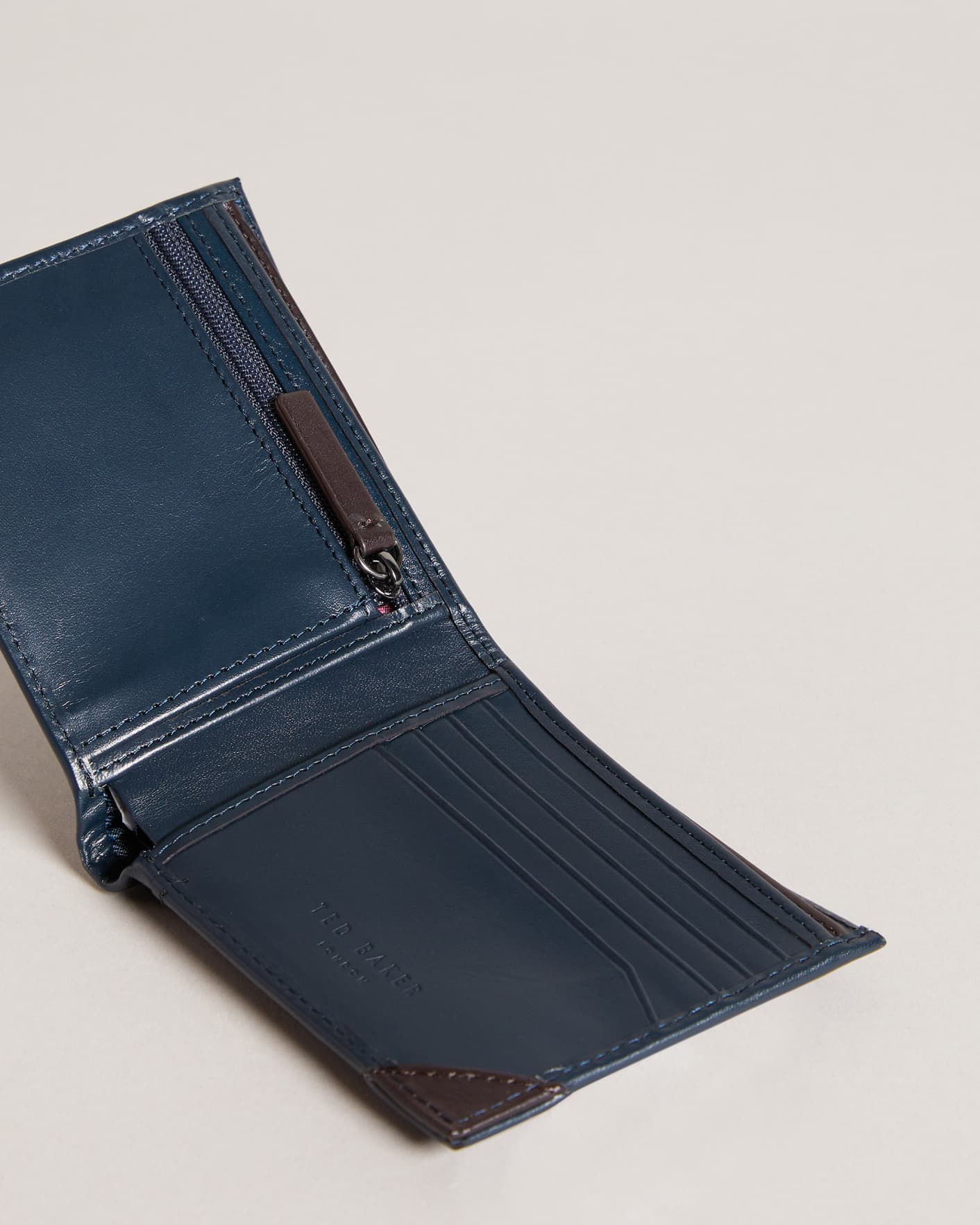 Navy Leather Bifold Wallet Ted Baker