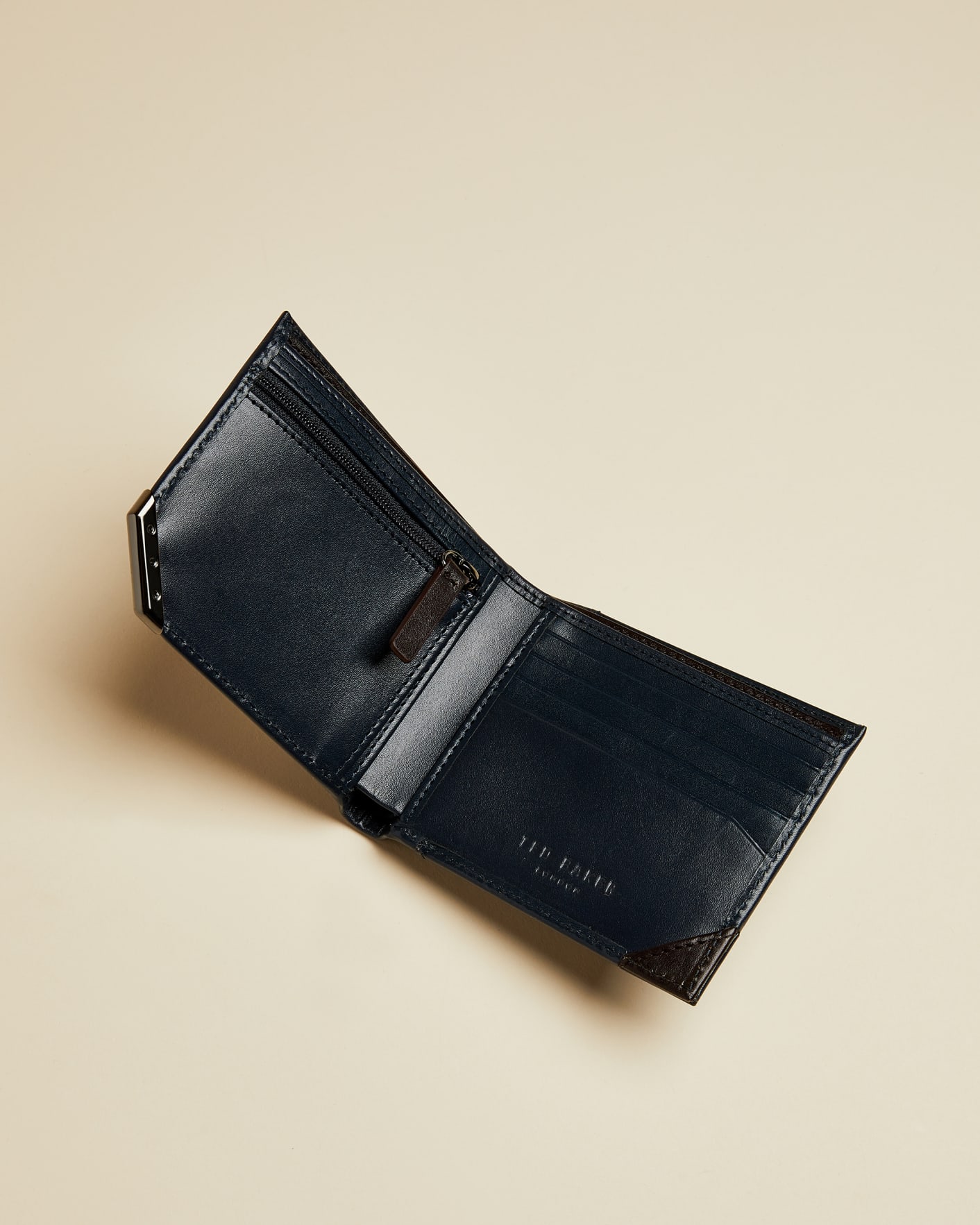 Navy Leather Bifold Wallet Ted Baker