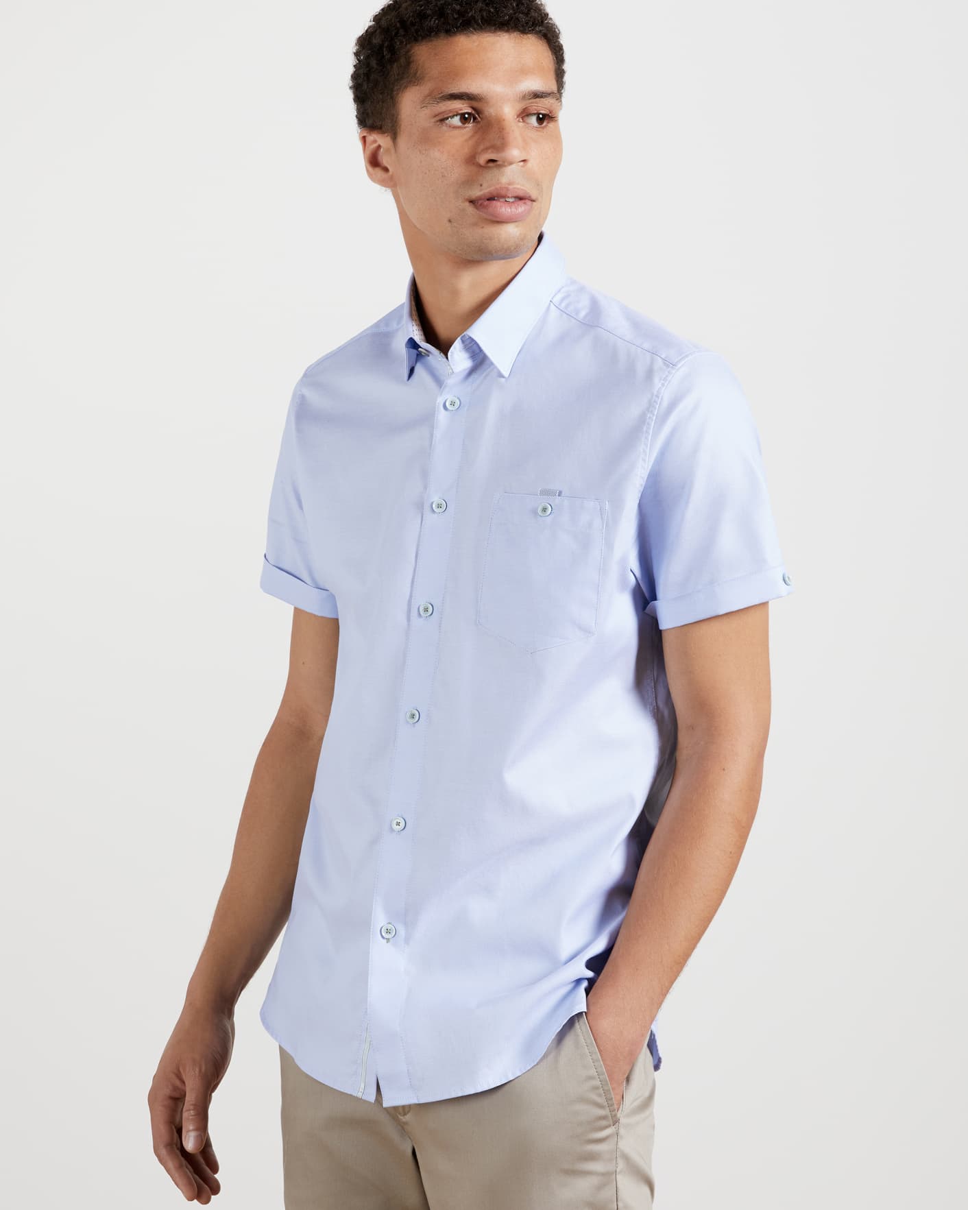 Blue Cotton Oxford short-sleeved shirt Ted Baker