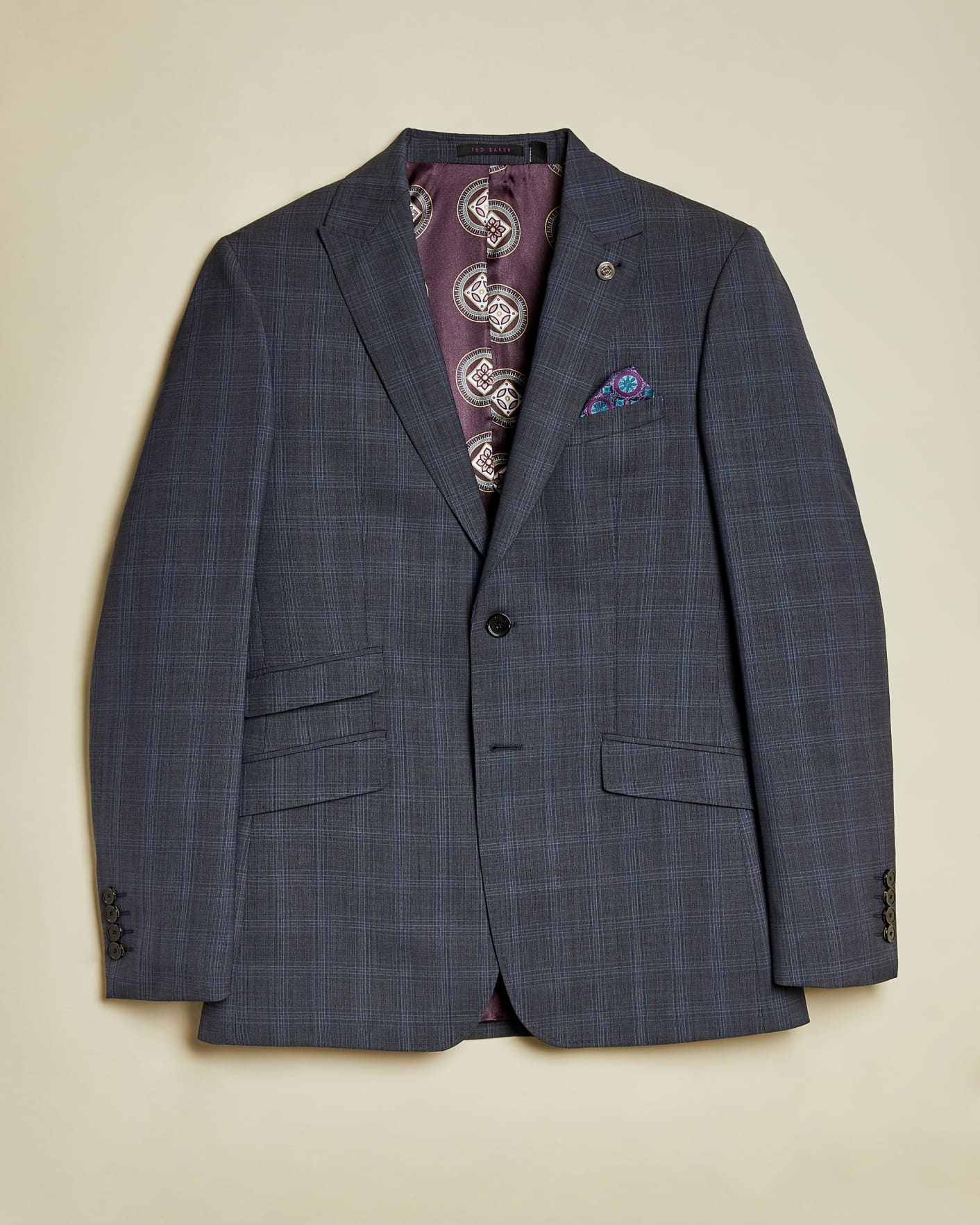 Blue Wool Sterling Checked Jacket Ted Baker