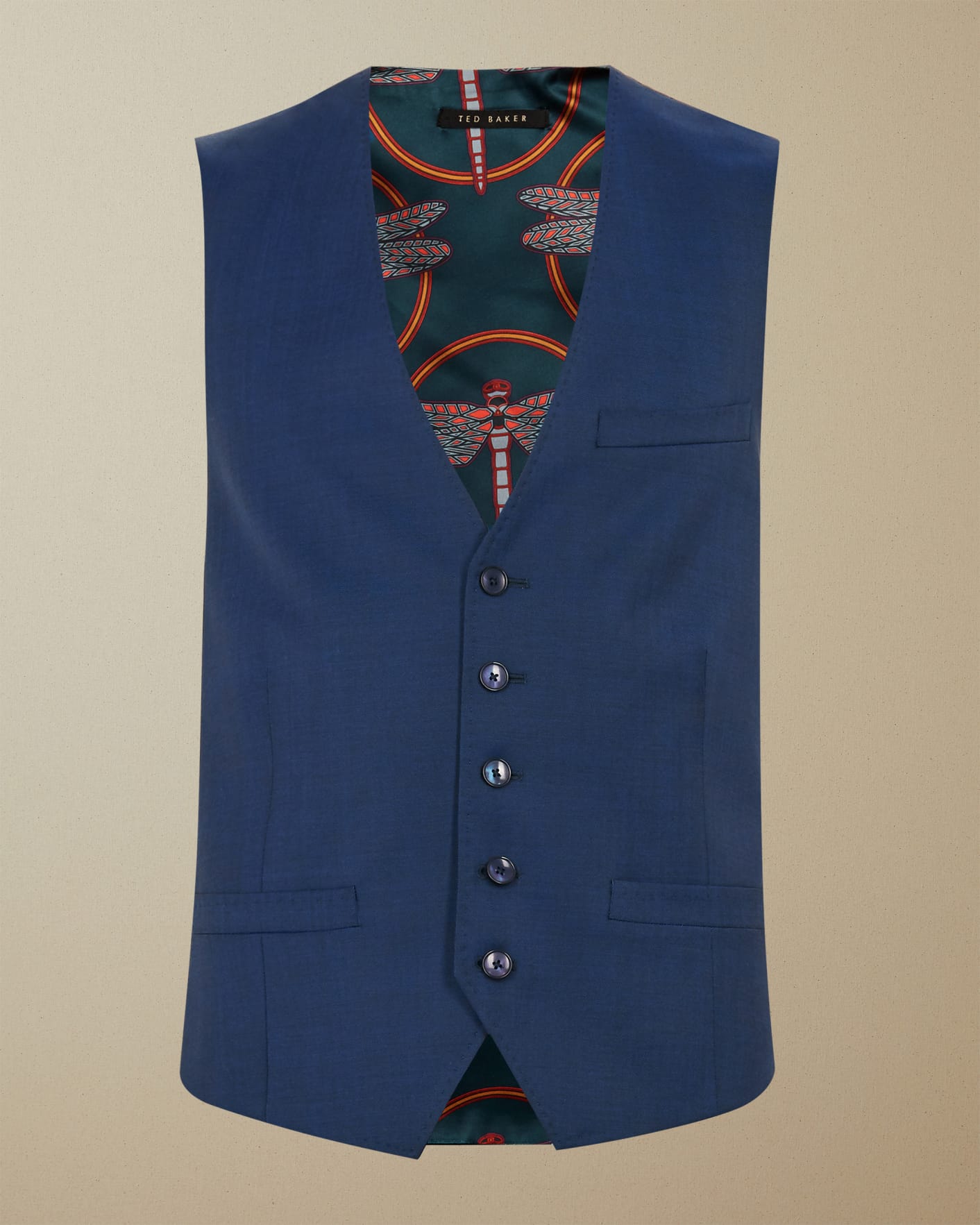 Blue Debonair wool waistcoat Ted Baker