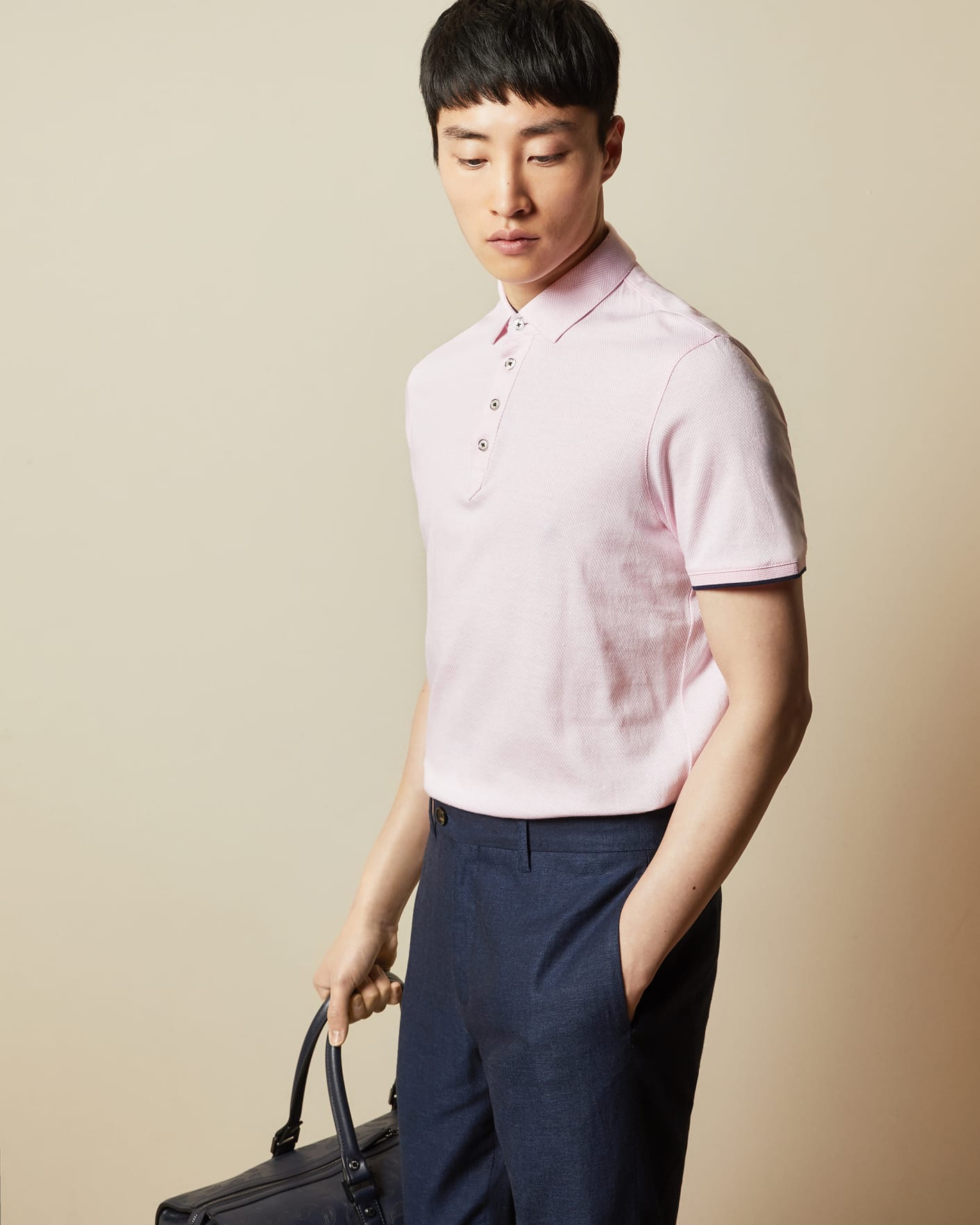 Pale Pink Cotton Polo Shirt Ted Baker