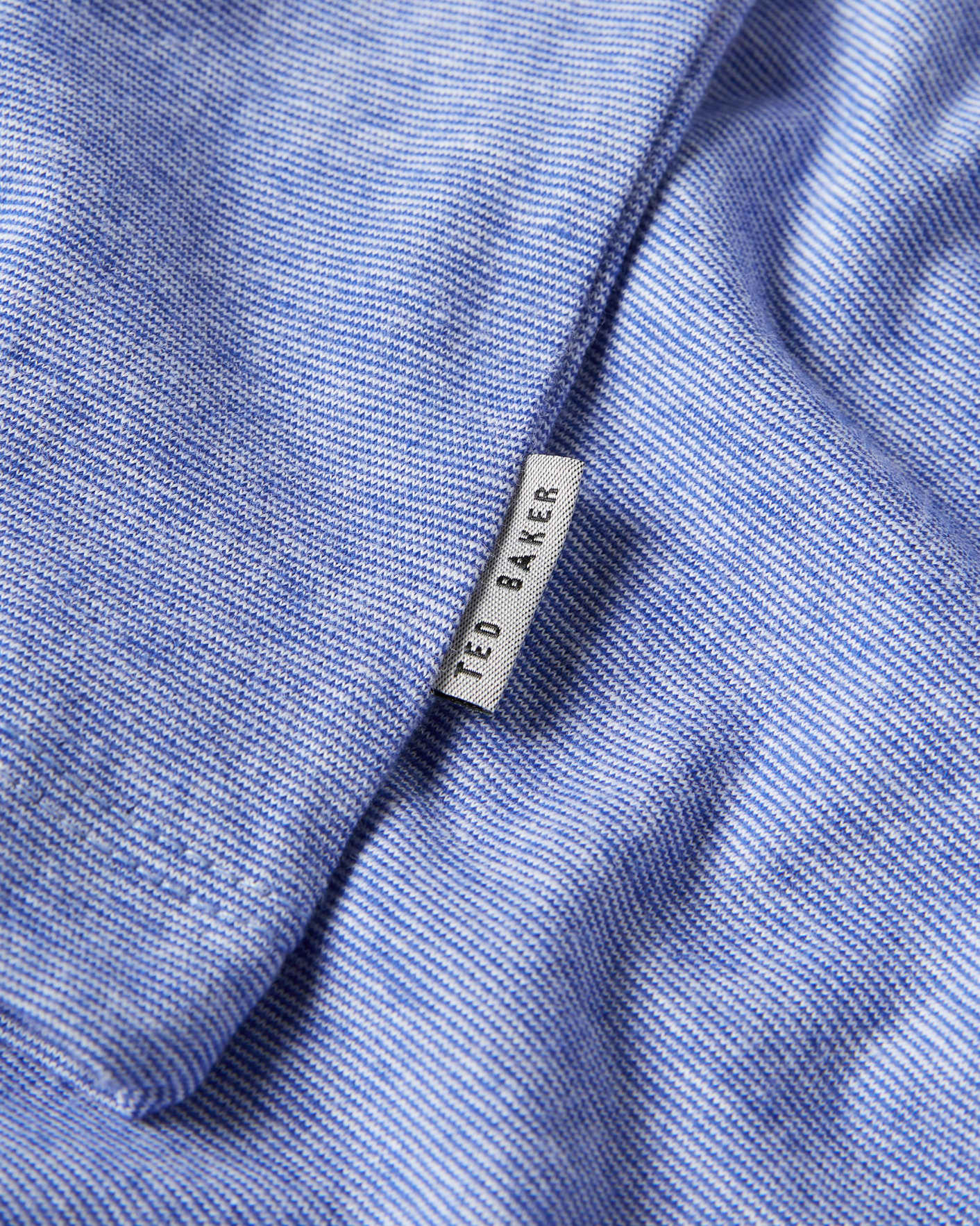 Blue Woven Collar 1x1 Stripe Short Sleeve Polo Ted Baker