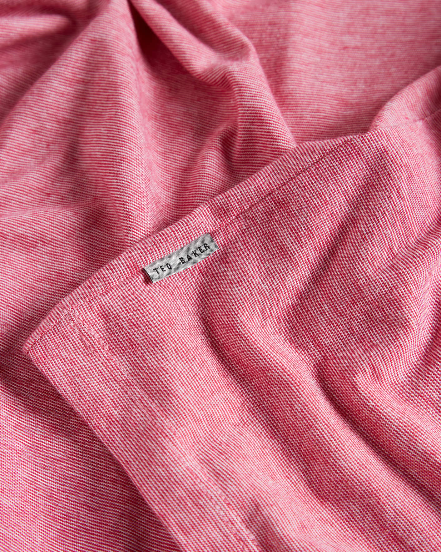 Deep-Pink Woven Collar 1x1 Stripe Short Sleeve Polo Ted Baker