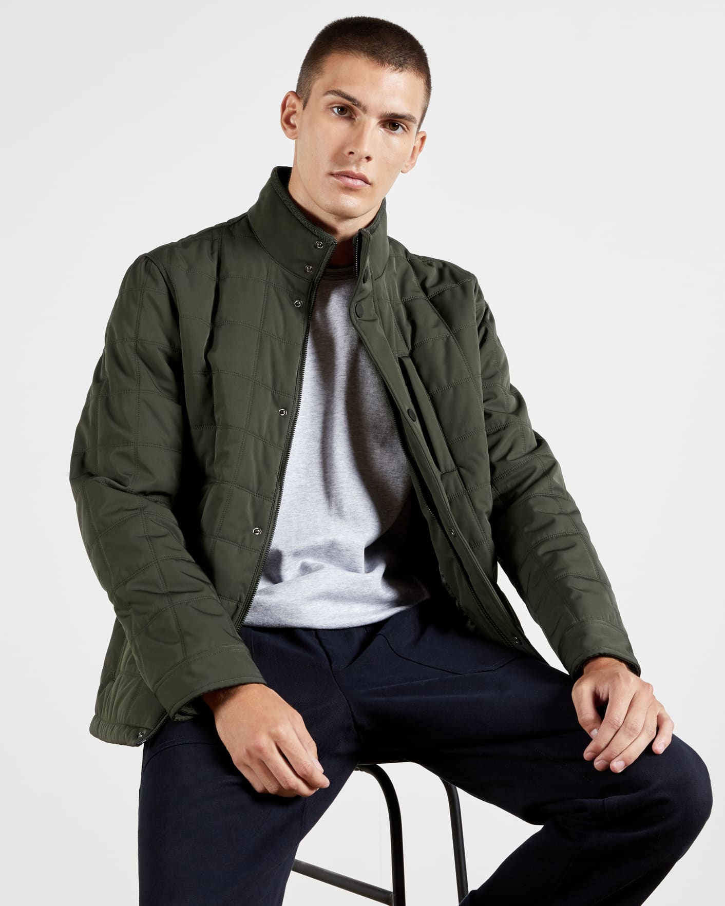 Khaki Quilted Jacket Ted Baker