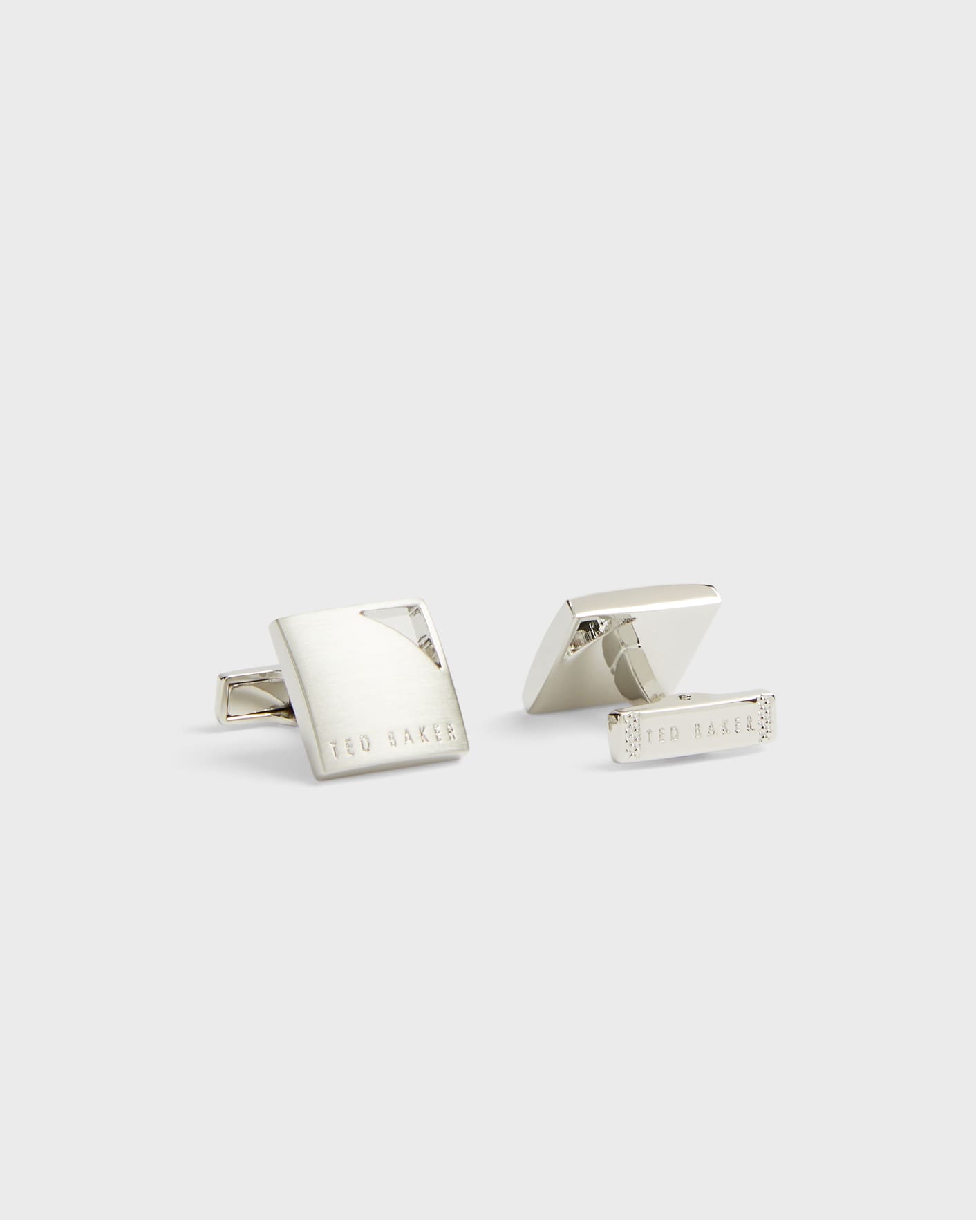 Silver Color Square Cufflinks with Corner Cut Out Ted Baker