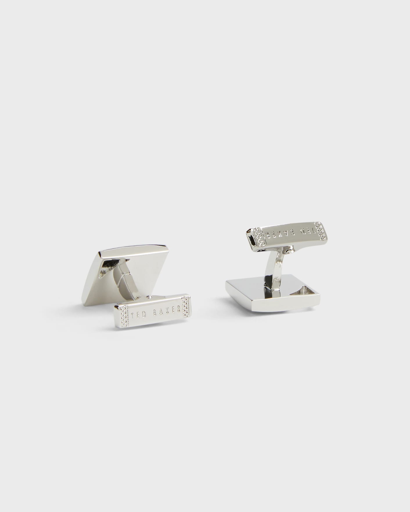 Silver Color Square Cufflinks with Corner Cut Out Ted Baker