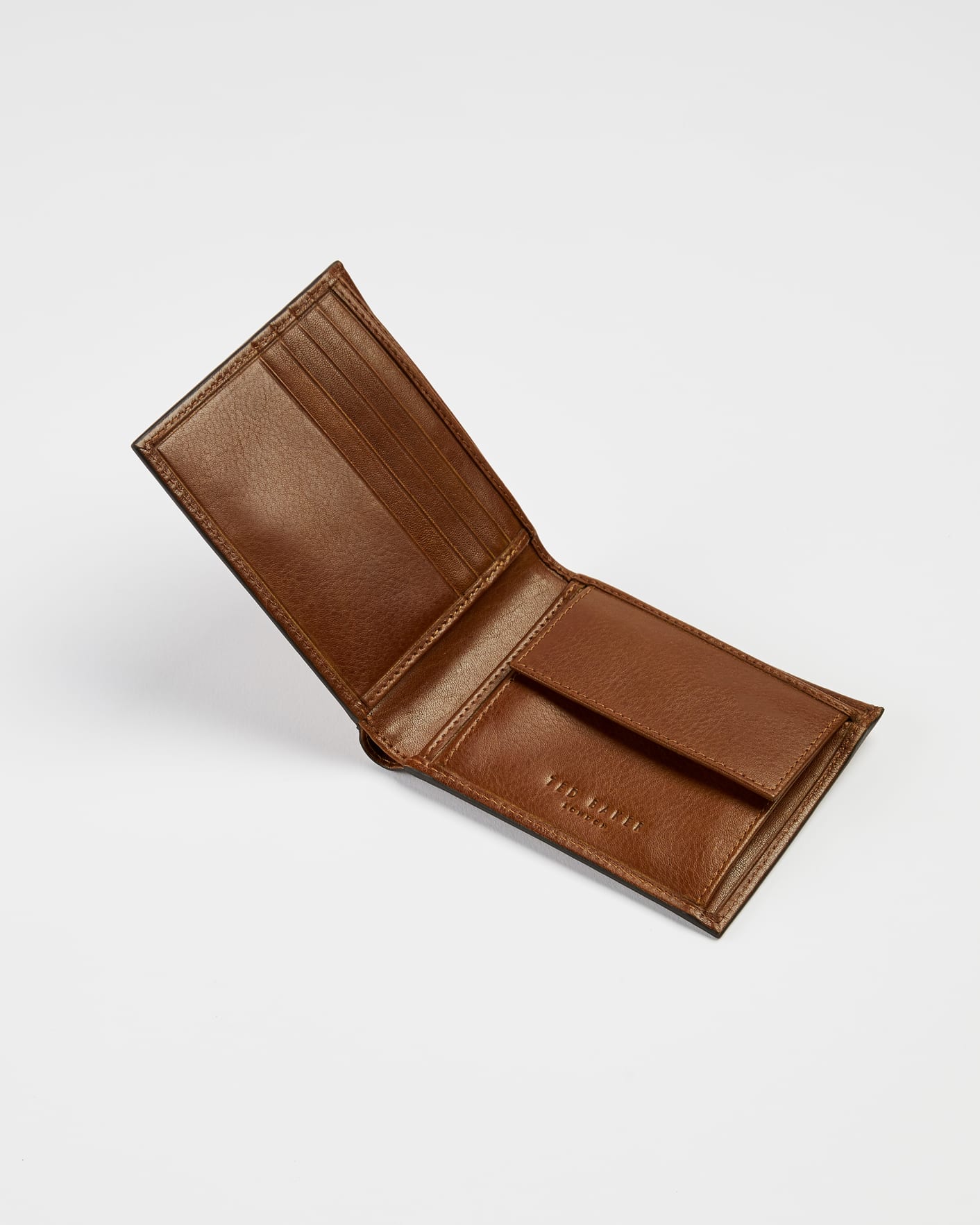 Tan Leather Bifold Wallet With Coin Pocket Ted Baker