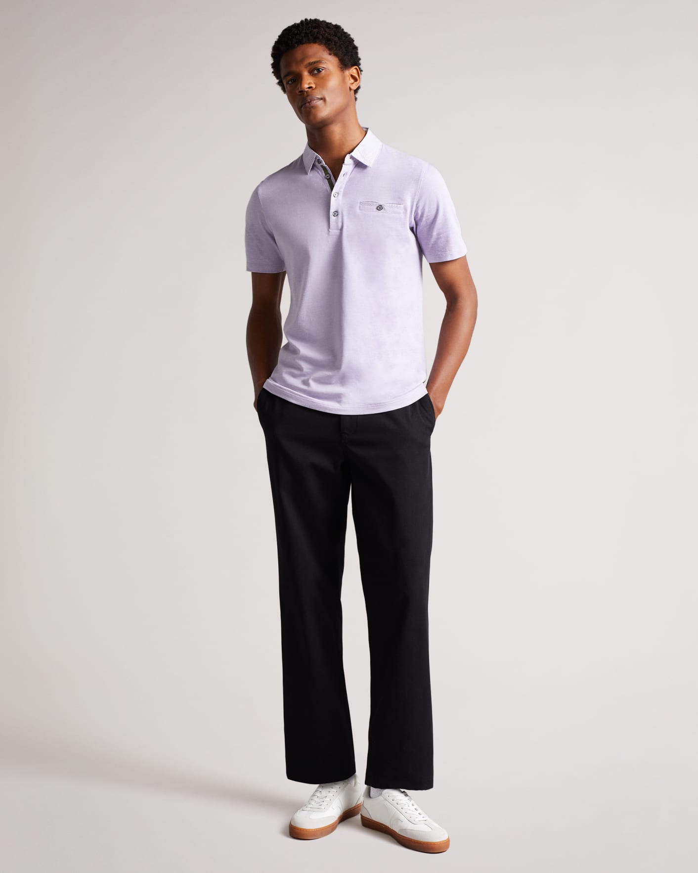 Lilac Short Sleeve Printed Polo Ted Baker