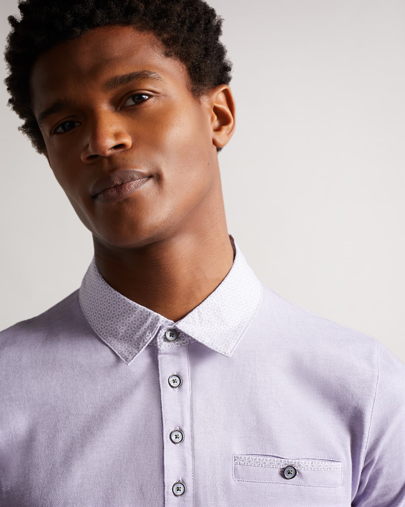 Lilac Short Sleeve Printed Polo Ted Baker